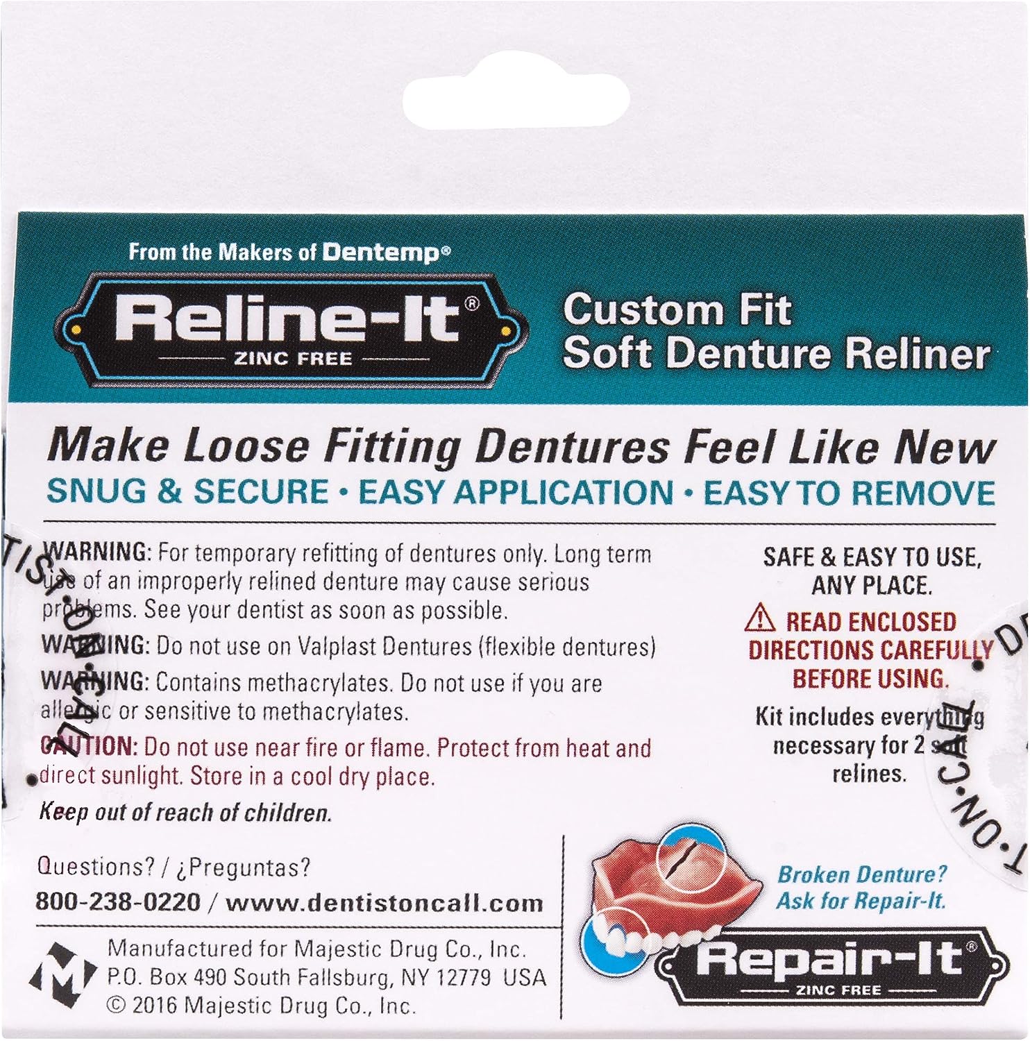 Reline-It Advanced Denture Reliner Kit for Both Upper & Lower Dentures, Easy Application, 2 Soft Relines