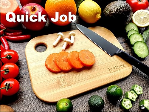 Miniatura 3 de Juego de 2 tablas de cortar pequeñas de madera de bambú con certificación FSC, mini tabla de cortar de madera ligera, sin BPA