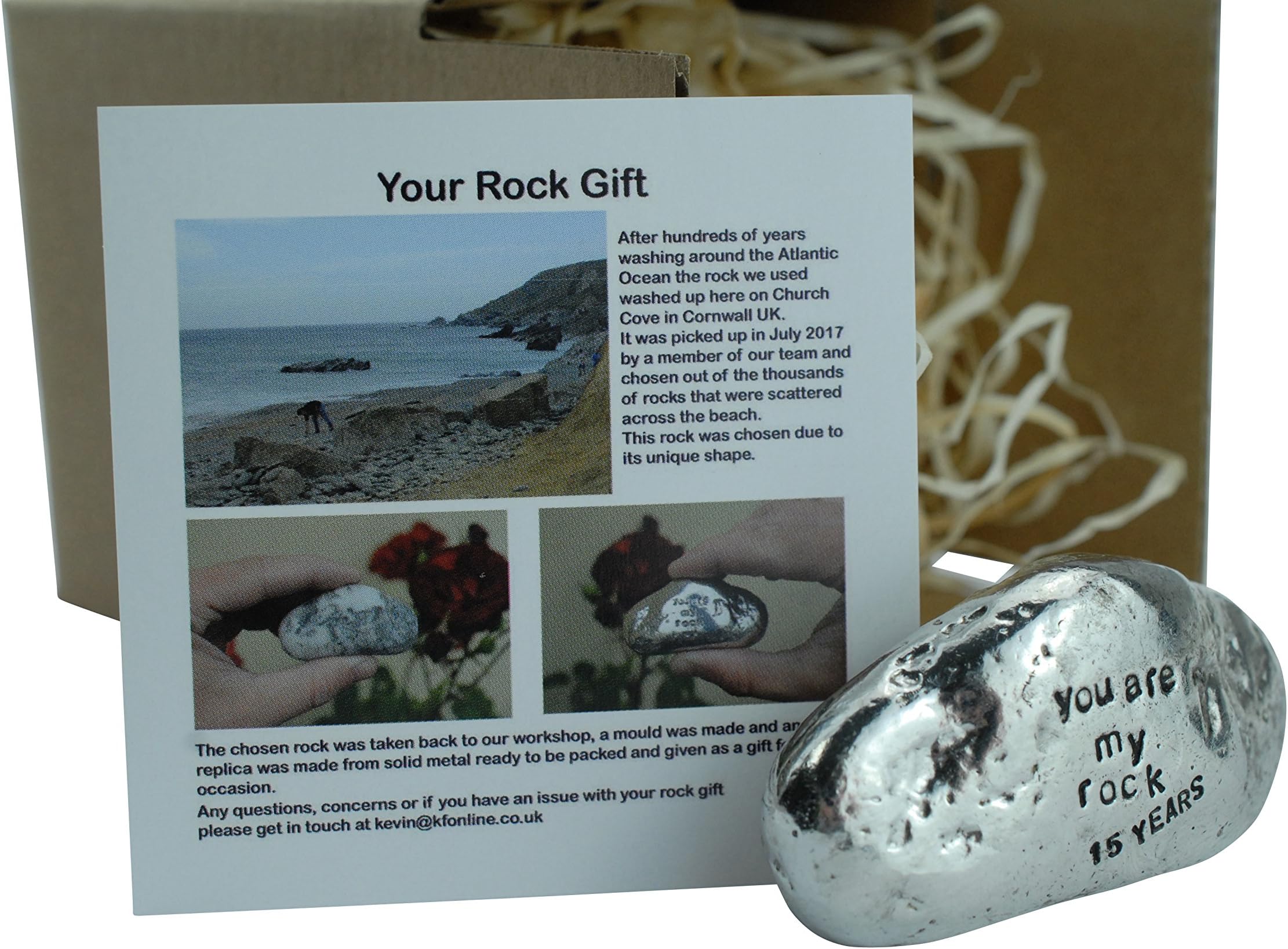Pirantin 15th Anniversary You Are My Rock Gift Idea - Solid Metal Heavy Polished Rock Gift for 15 Year Anniversary