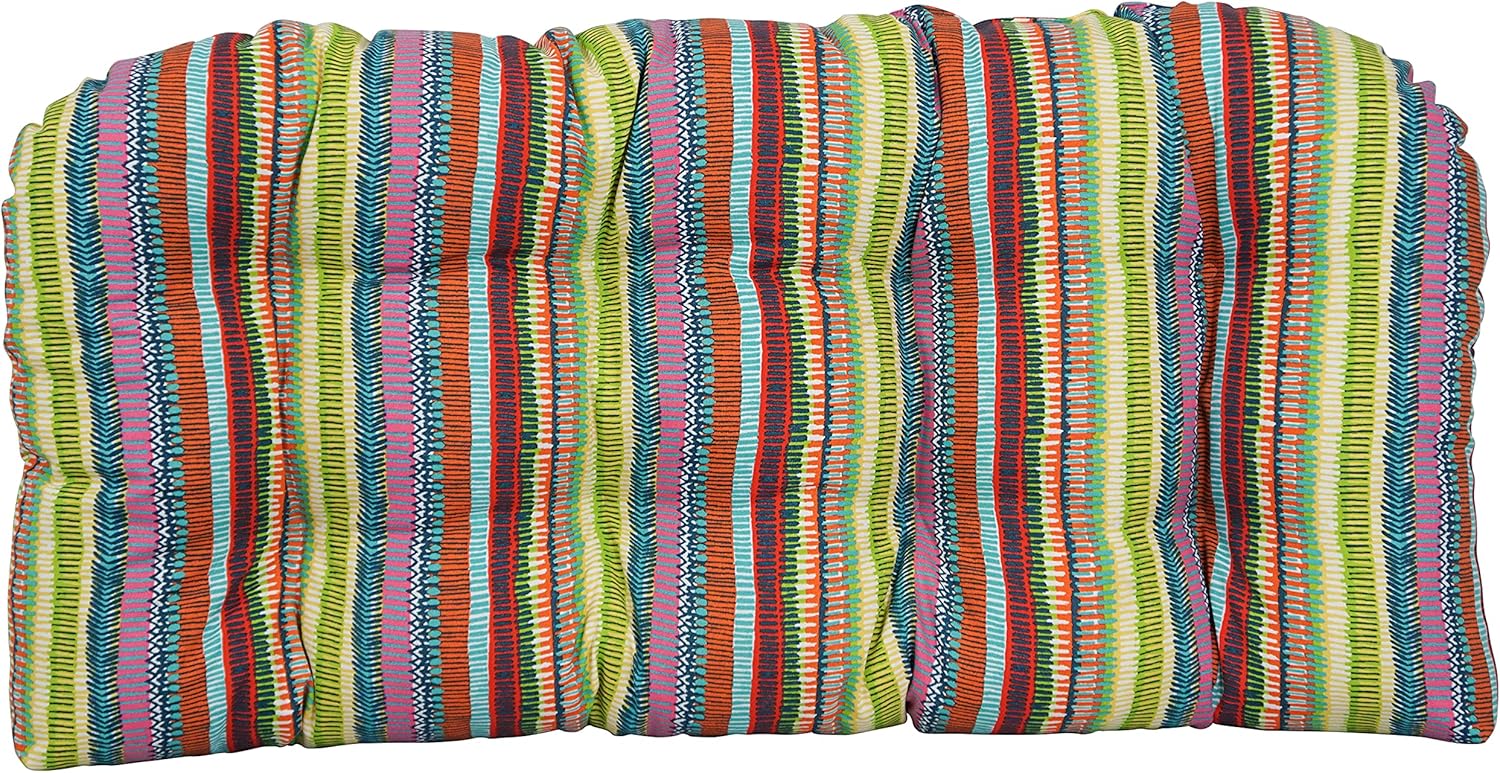 Blazing Needles Outdoor Rounded Back Loveseat Cushion, 42" x 19", Baranquilla Sky 1 Count