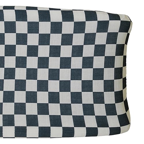 Miniatura 14 de Mebie Baby Funda para cambiador, a cuadros costeros, 100% muselina de algodón para cambiador para bebé, niño y niña, fundas de decoración de cuadros