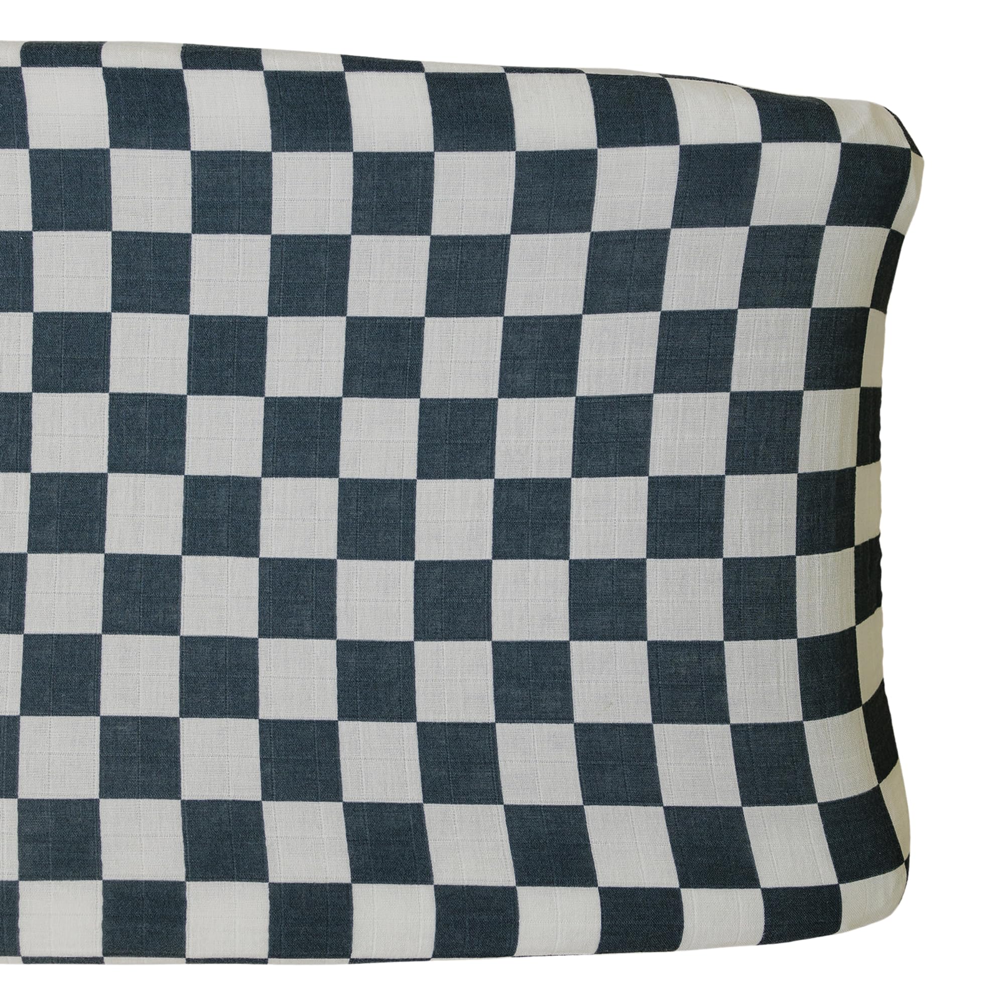 Mebie Baby Changing Pad, Charcoal Checkered, 100% Muslin Cotton Changing Table Pad Cover for Baby Boy and Girl, Designer Nursery Decor Covers, Diaper