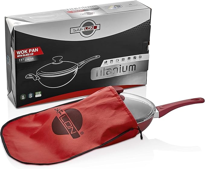 Wok Antiadherente de Aluminio Forjado SAFLON 11 Pulgadas con Tapa miniatura 7