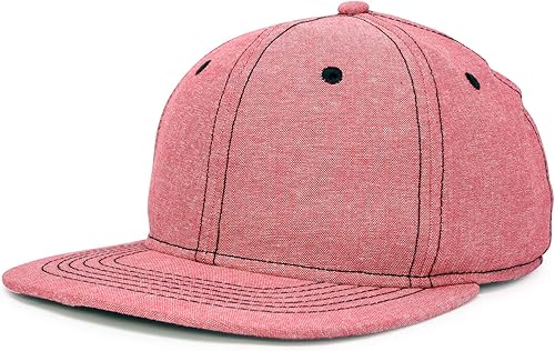 Miniatura 10 de DALIX Premium Flat Bill Gorra de béisbol estructurada sombrero a presión espalda Chambray
