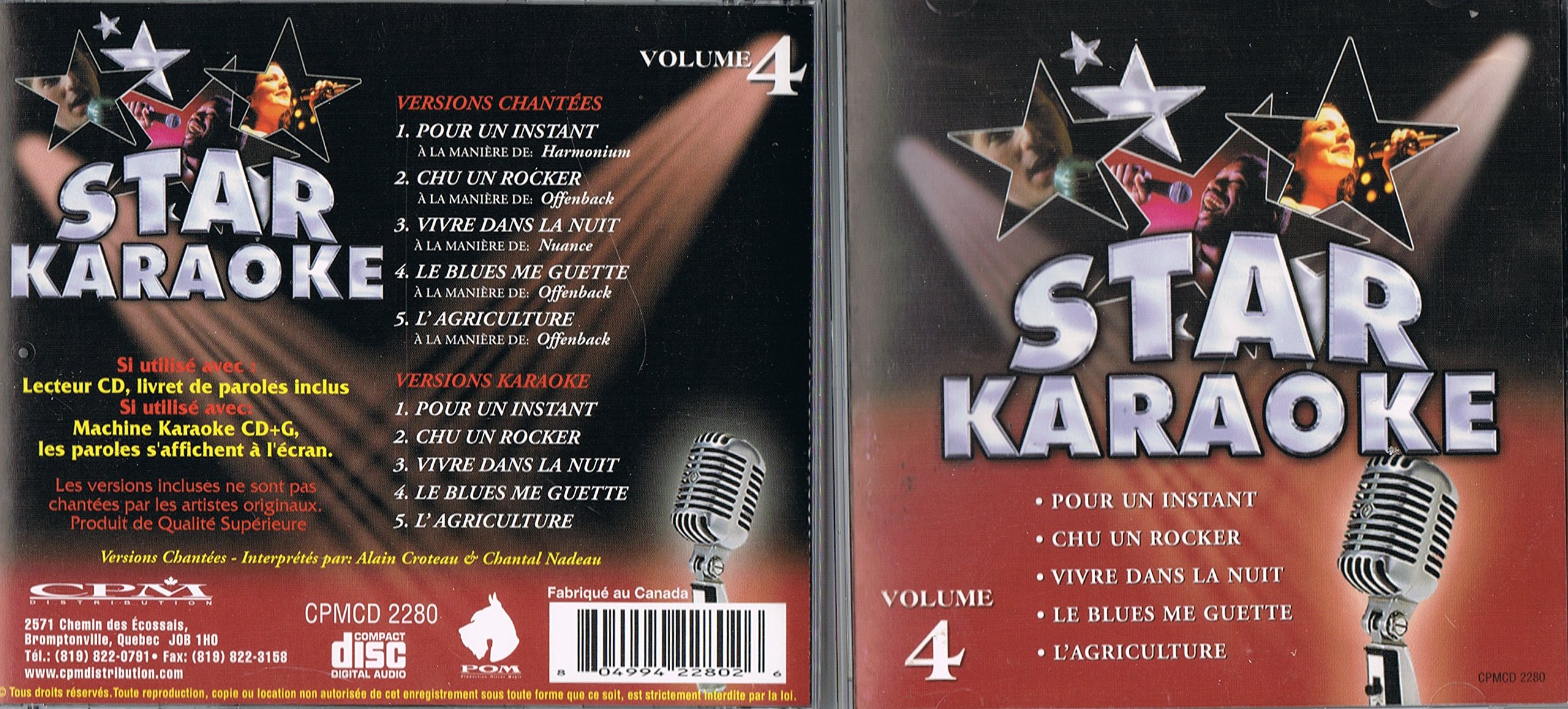 Star Karaoke Vol. 4 (Francais) [Audio CD] Star Karaoke a la maniere de Harmonium, Offenbach, Nuance,
