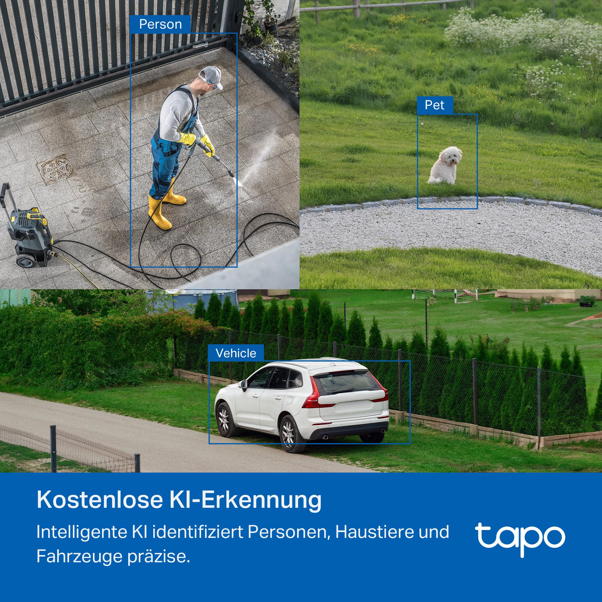 Tapo C530WS 360° Überwachungskamera Außen, 3K 5MP, Starlight Farbe Nachtsicht, KI-Erkennung, Bewegungsverfolgung, WLAN oder Ethernet, microSD-Karte bis zu 512 GB