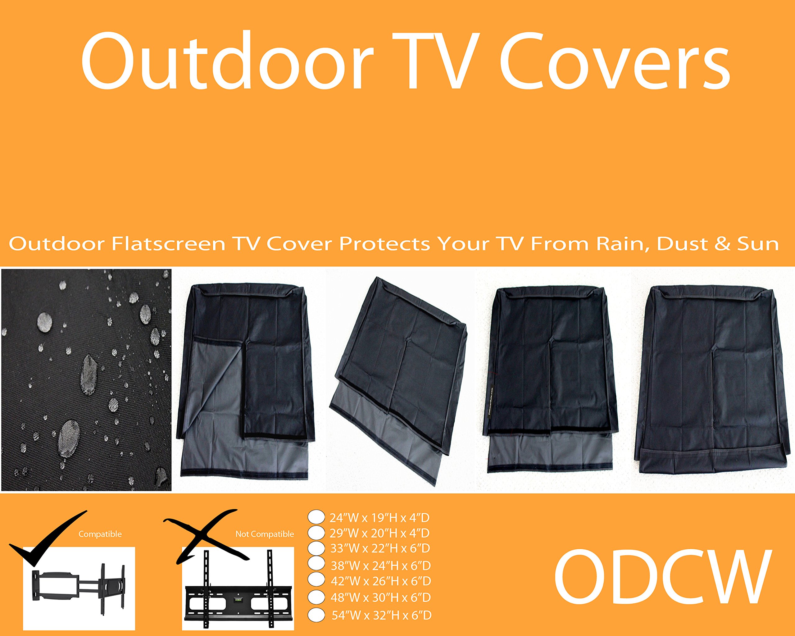 Outdoor Indoor Tv Cover for 42" Inch Wide Tv's for Swivel Style Mounts (TAN)
