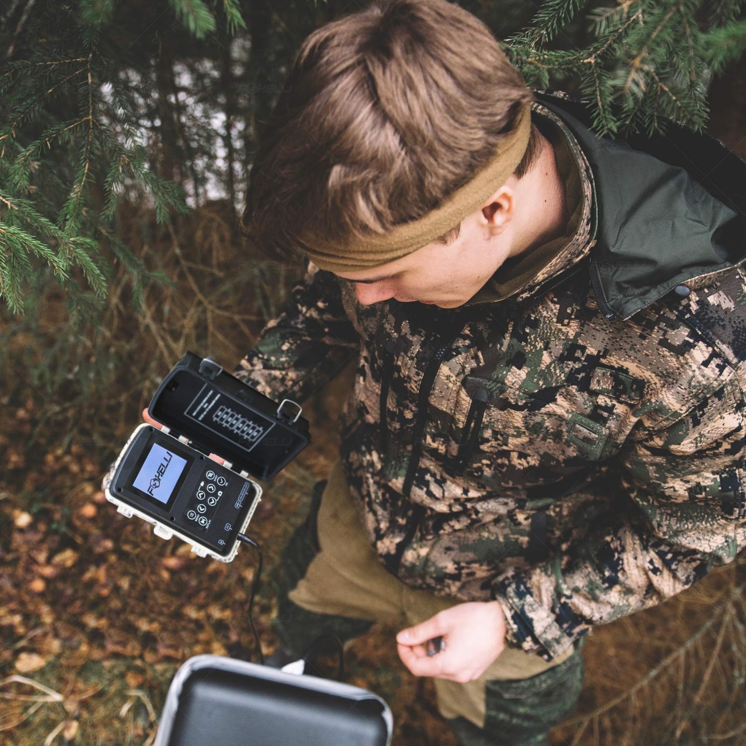 Foxelli Trail Camera – 20MP 1080P HD Wildlife Scouting Hunting Camera with Motion Activated Night Vision, 120° Wide Angle Lens, 42 IR LEDs & 2.4” LCD screen, IP66 Waterproof Game Camera, SD card incl.