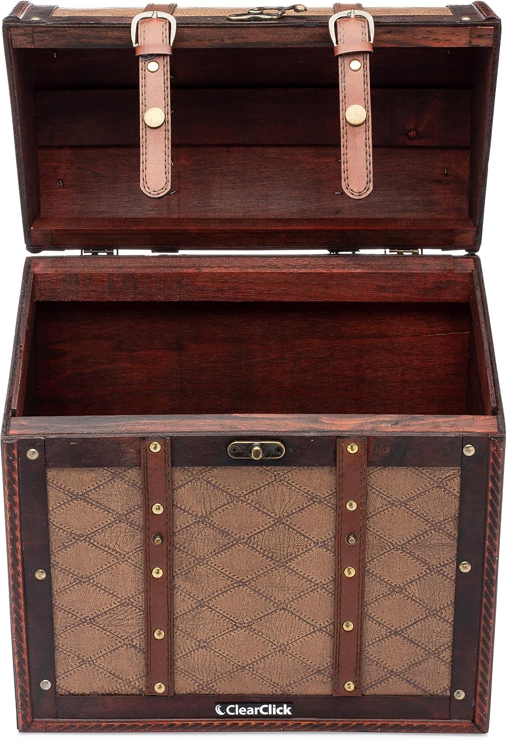 ClearClick Handmade Wooden Record Storage Carrying Case for 30+ Records - Classic Vintage Retro Style