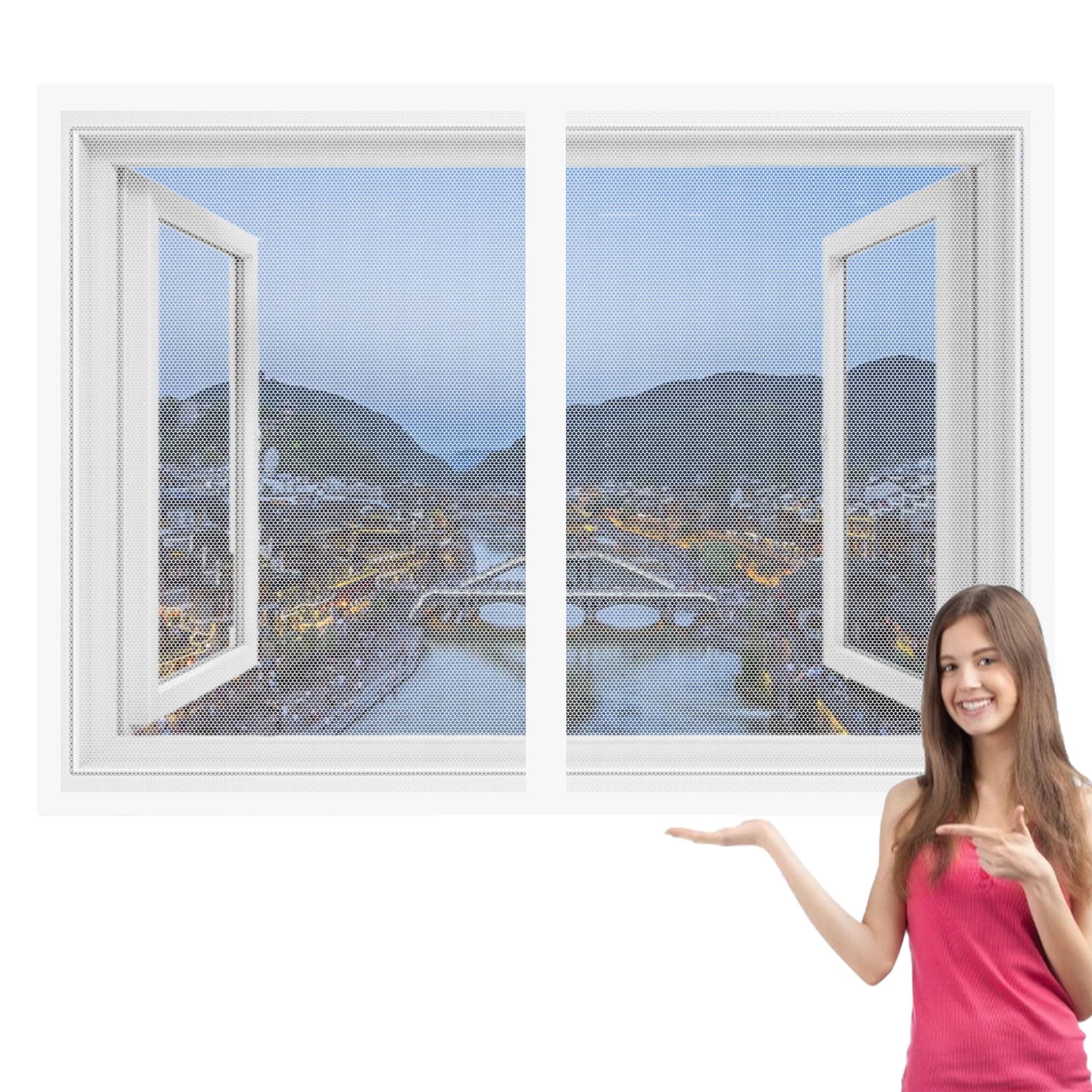 Magnetic Fly Screens 105 x 105 cm Magnetic Fly Screen Window Without Drilling Lets Fresh Air in for Windows, White