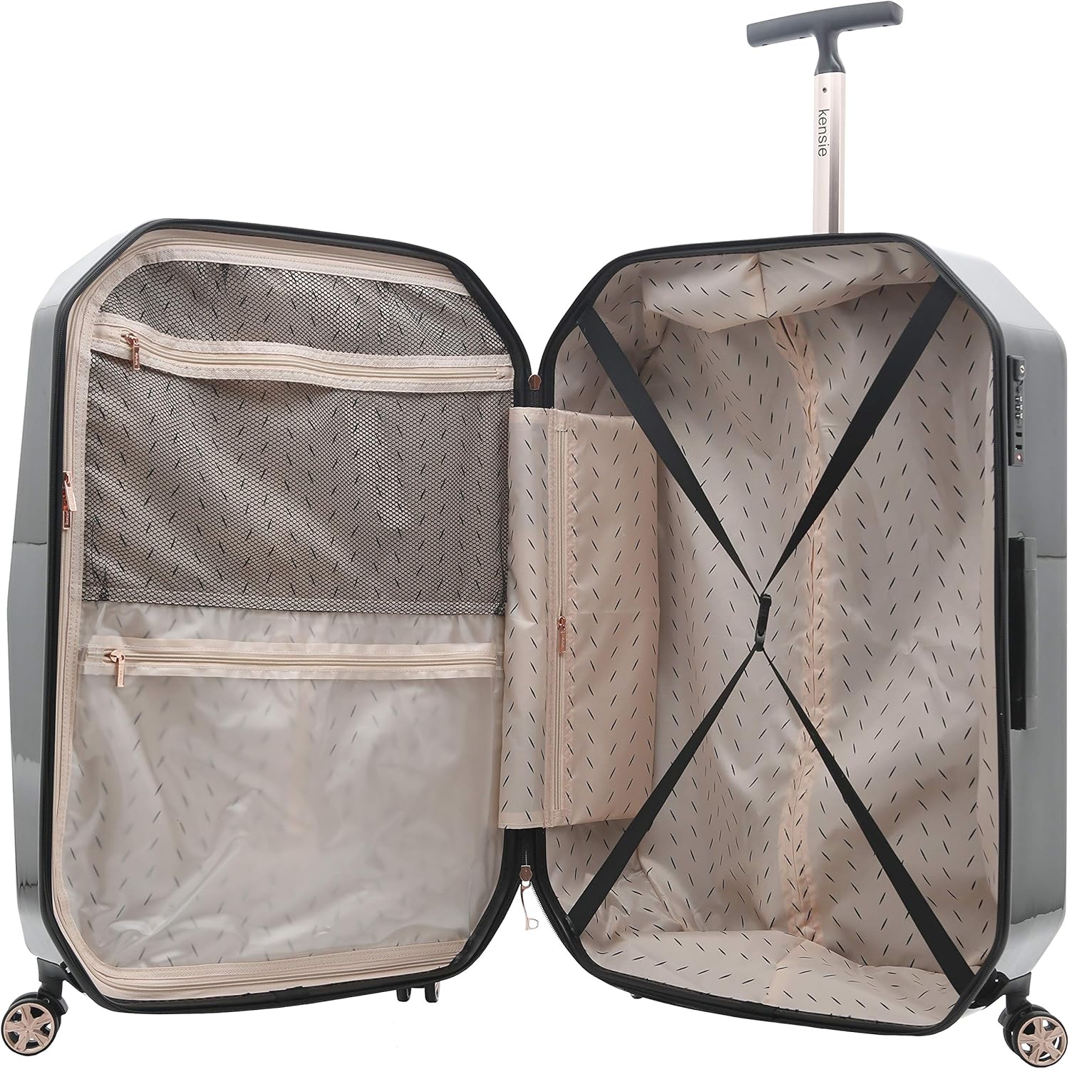 kensie 3d gemstone tsa lock spinner hardside luggage and tote