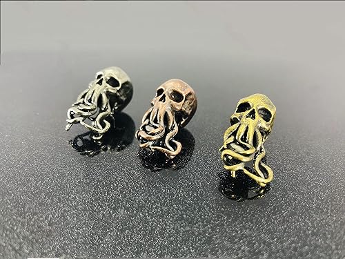 Miniatura 6 de TAOYATAO Llavero de cuentas de latón retro con forma de calavera de pulpo EDC para bricolaje, accesorios de paracaídas