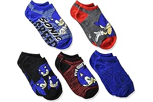 Boys' 5 Pack No Show Socks: Sonic the Hedgehog Gift for Boys Age 6-8