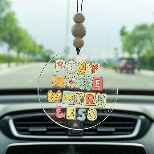 Miniatura 29 de Talataca Adorno plano 2D para automóvil Probably Late for Something y cuentas de madera, cita divertida con cuentas de accesorios para espejo