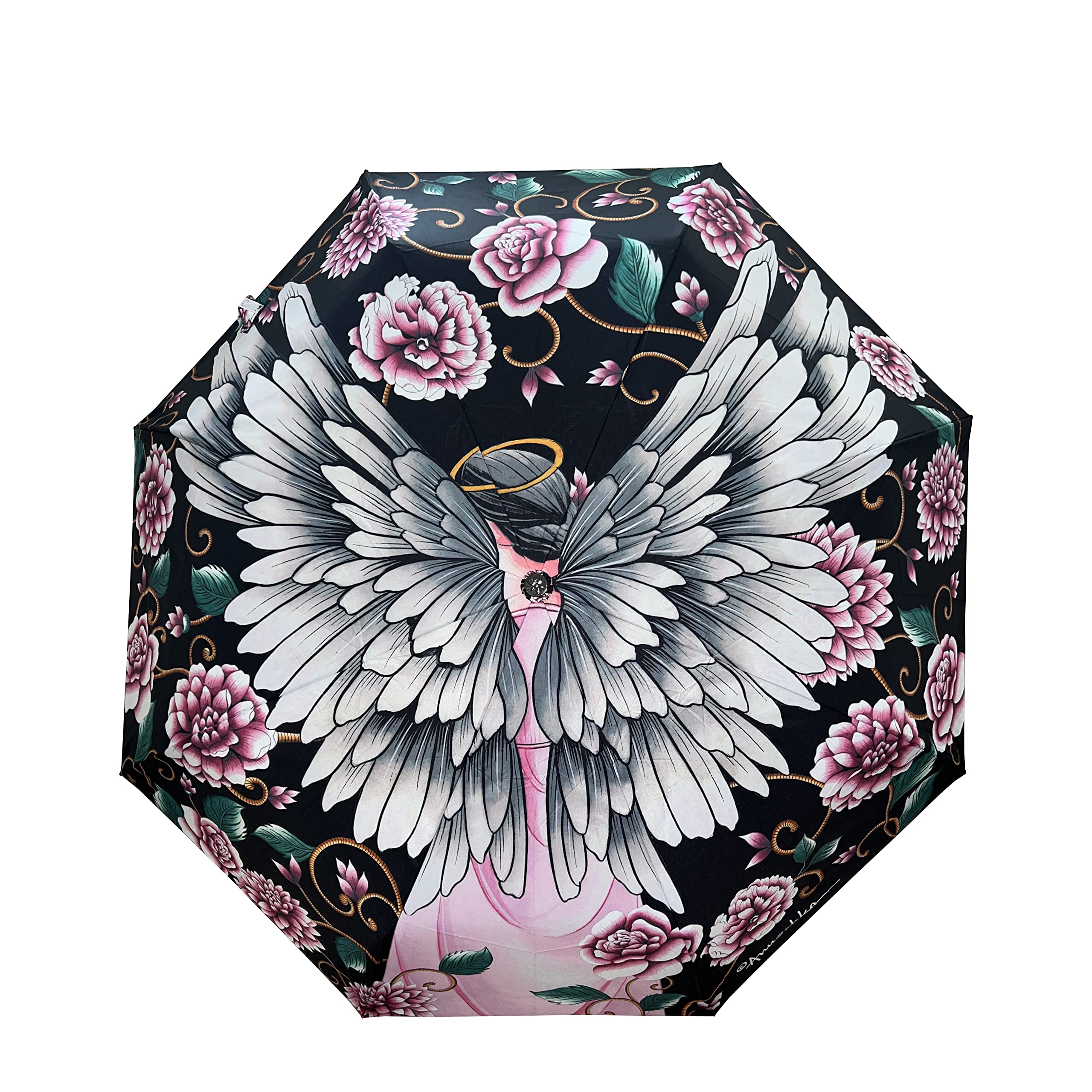 Anuschka Umbrella AUTO Open Close - UPF 50 - 38 Waterproof Windproof Canopy - Fits in Handbag -