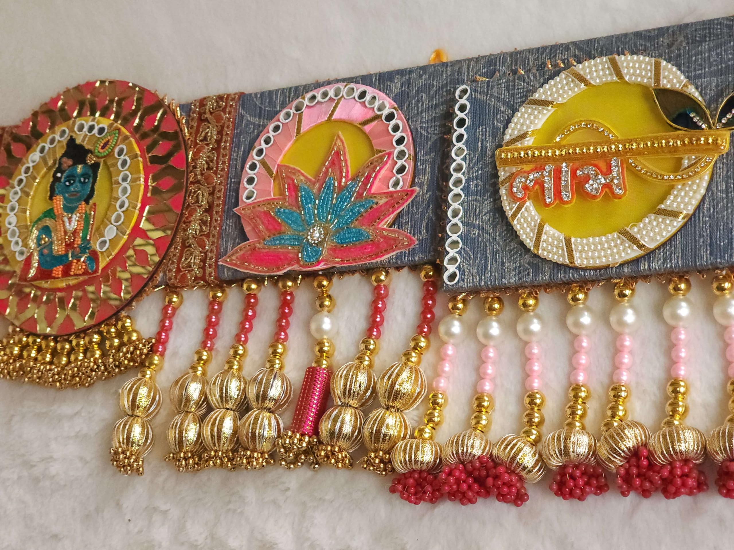 Netra Arts Krishna Bandhanwar Toran, Ethnic Entrance Hanging for Puja & Festivals, Spiritual Housewarming Decoration(Multicolor_40*9 inches)