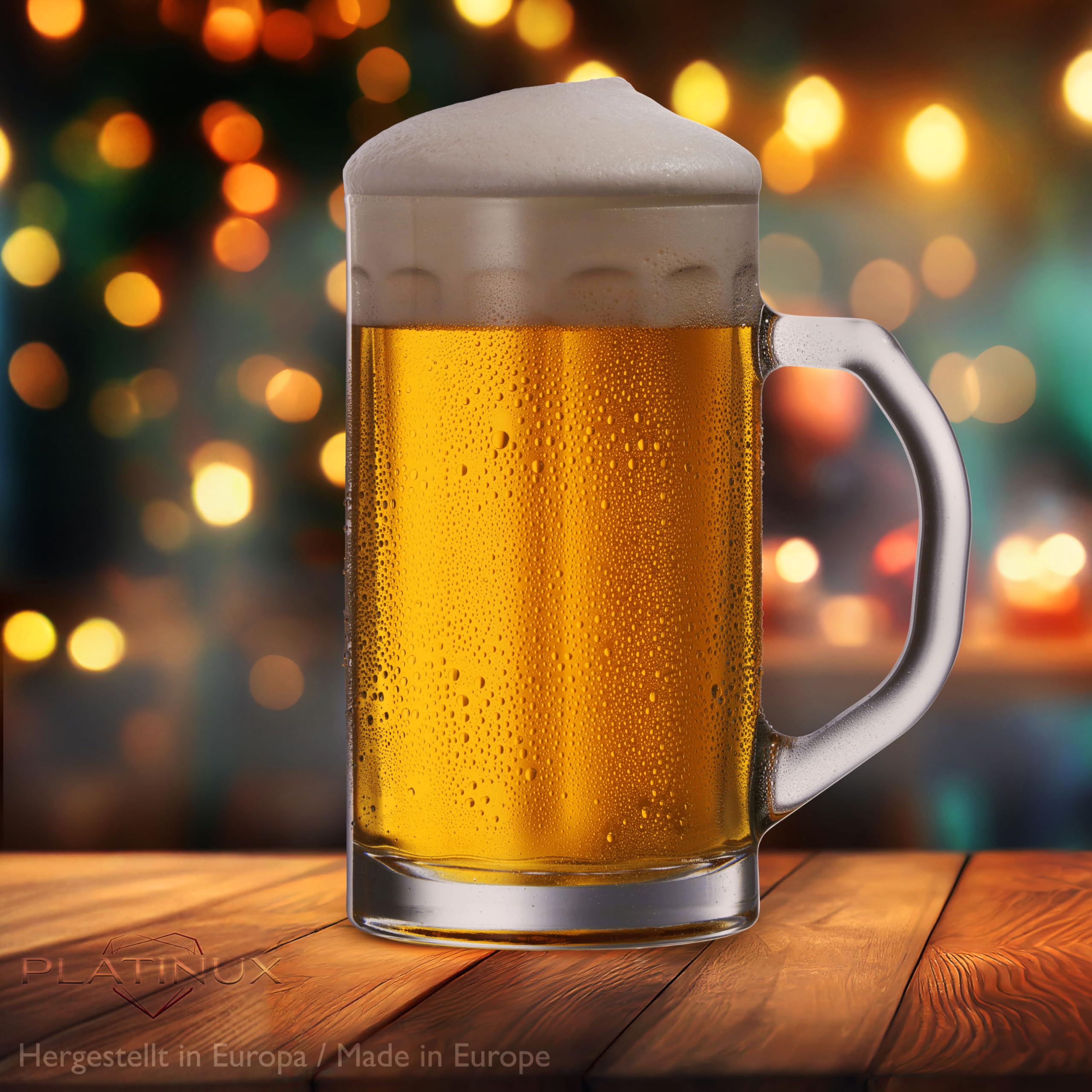 PLATINUX Zestaw 2-częściowy kufel do piwa z uchwytem ze szkła, 500 ml (maks. 650 ml), kufel do piwa o pojemności 0,6 l