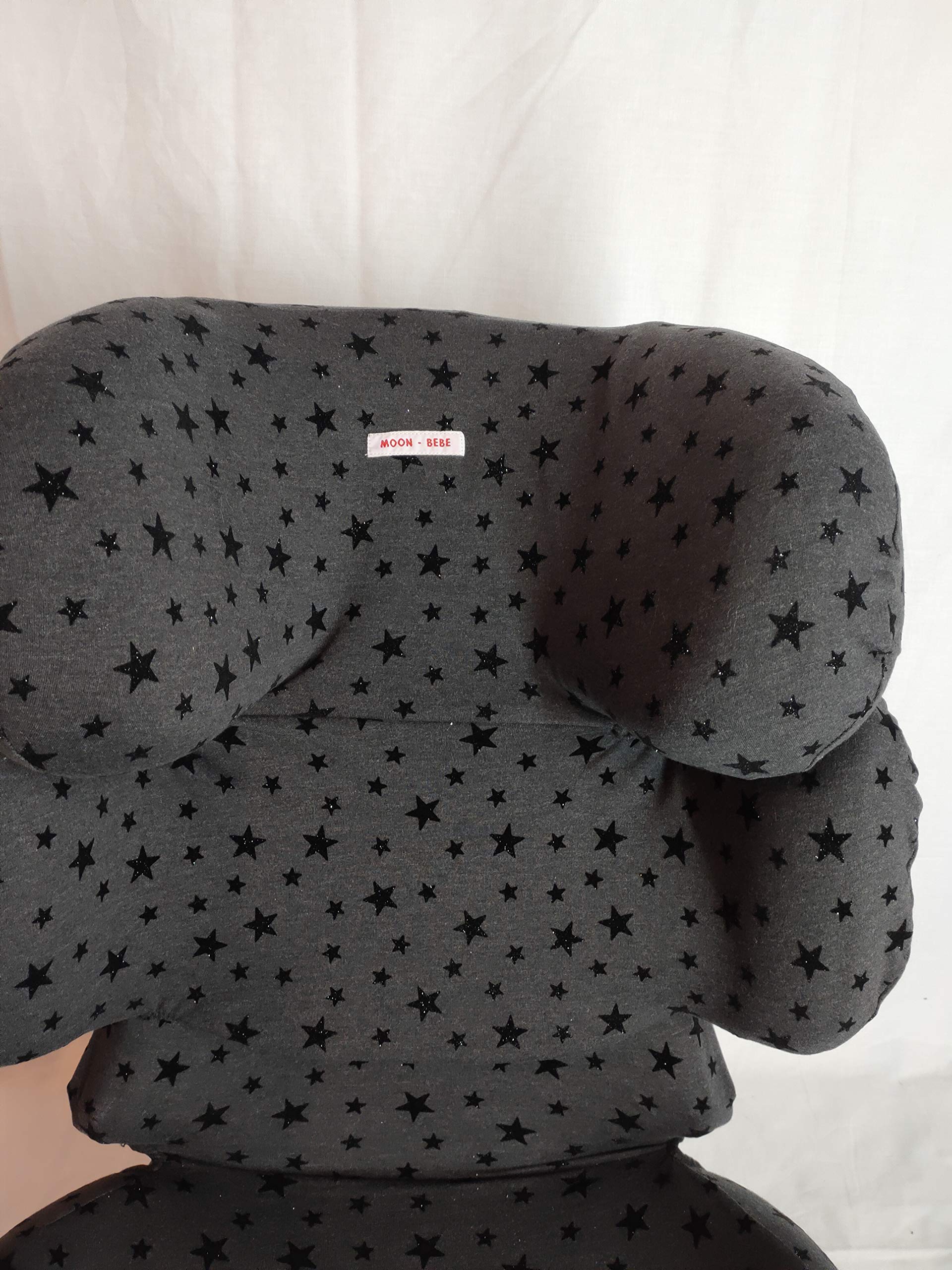 moon-bebe funda compatible con silla de coche Cybex Pallas, Silver Pallas Fix y Pallas 2 Fix nergo (black stars)