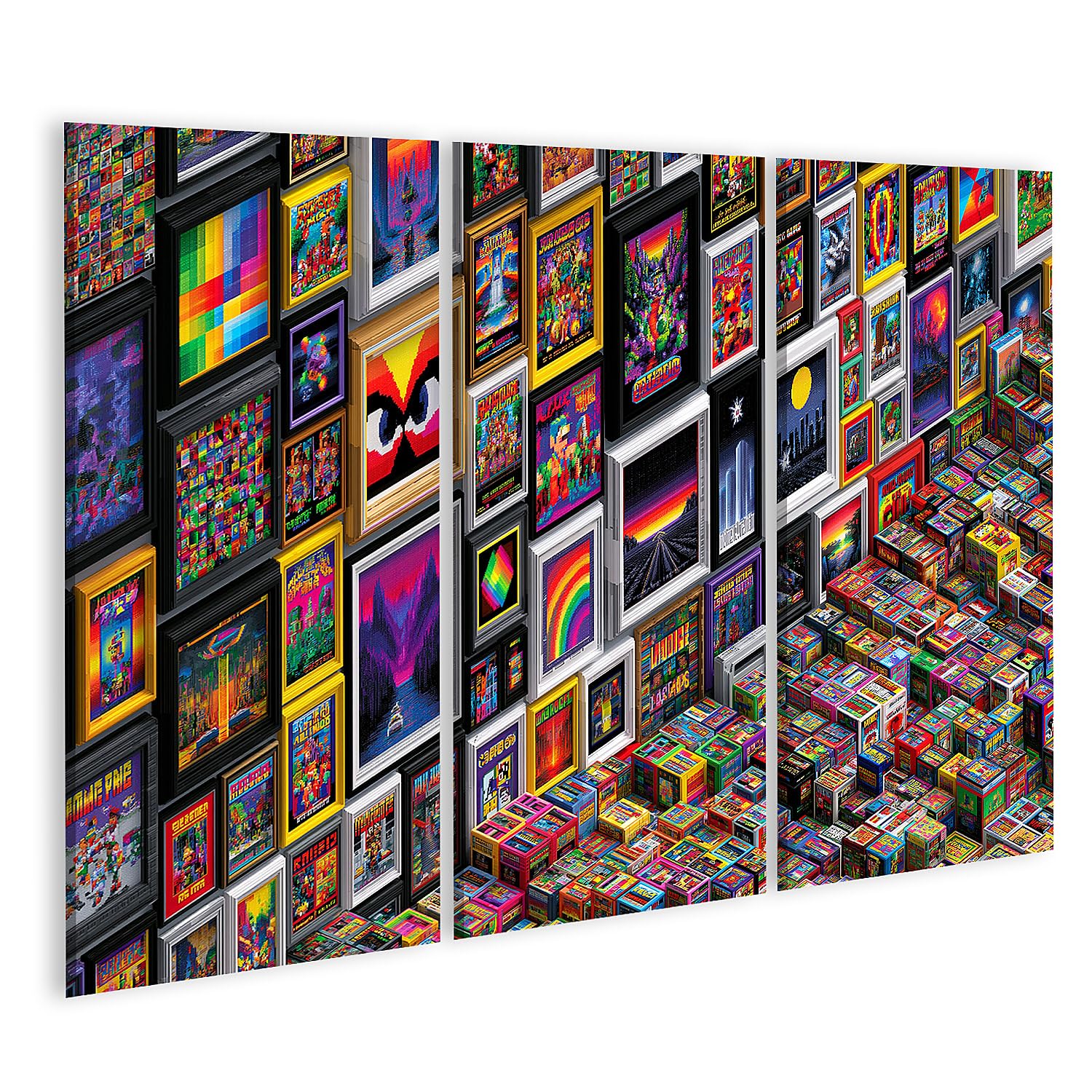 islandburner Cuadro sobre lienzo, diseño nostálgico retro de videojuegos, decoración para salón, perfecto para jugadores, 3 piezas