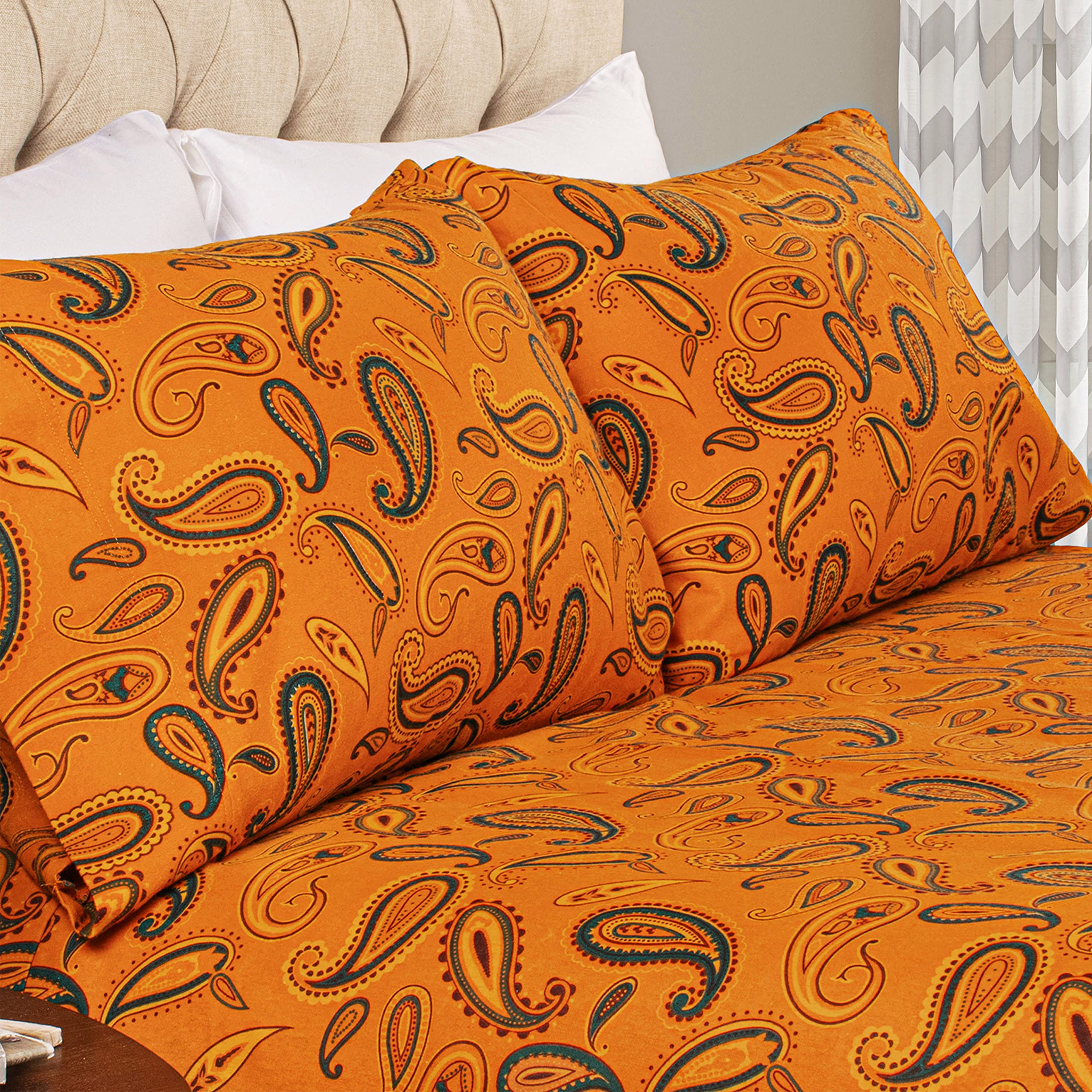 Eddie Bauer | Elk Grove Collection | 100% katoenen flanellen laken, 4-delige beddengoedset, voorgekrompen en geborsteld voor ultrazacht en gezellig gevoel, koningin, grijs