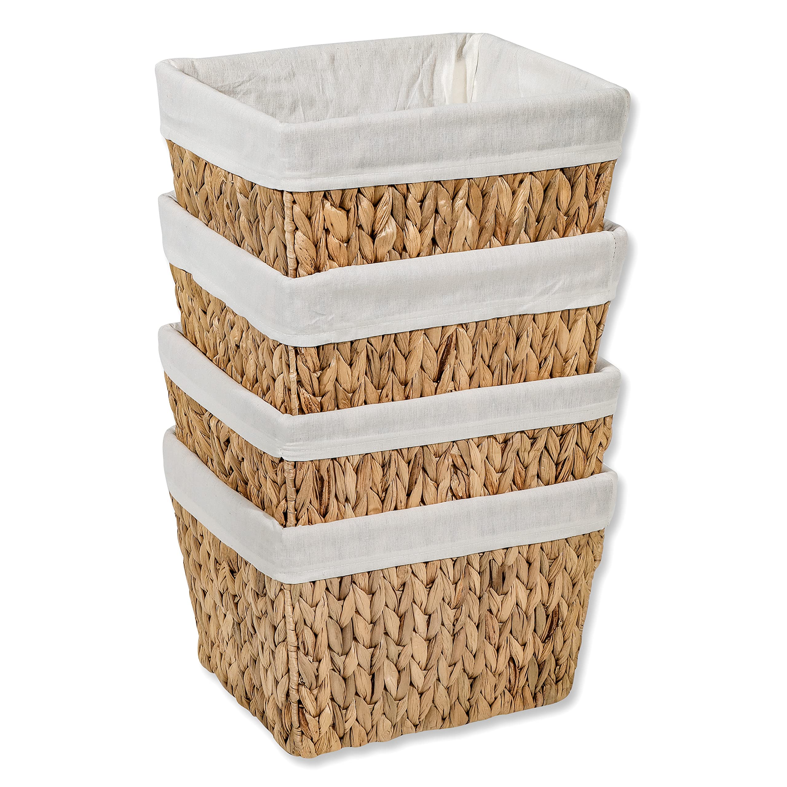 Kosz do przechowywania hiacyntu 29 cm, z uchwytami i wkładką z tkaniny, prostokątny, marki Trademark Innovations (zestaw 4 szt.)