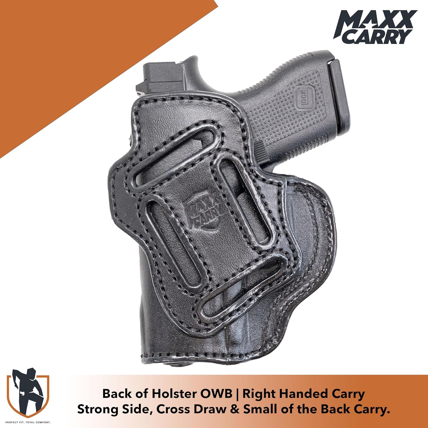 Maxx Carry Multi-Carry 4-Way OWB & IWB Leather Gun Holster fits G 42 380 Auto | Ruger EC9s, LC9s, LC9 | SCCY CPX-2 | Taurus Spectrum | Beretta Tomcat | Diamondback DB9 | Kahr PM9, MK9, CM9, CW40