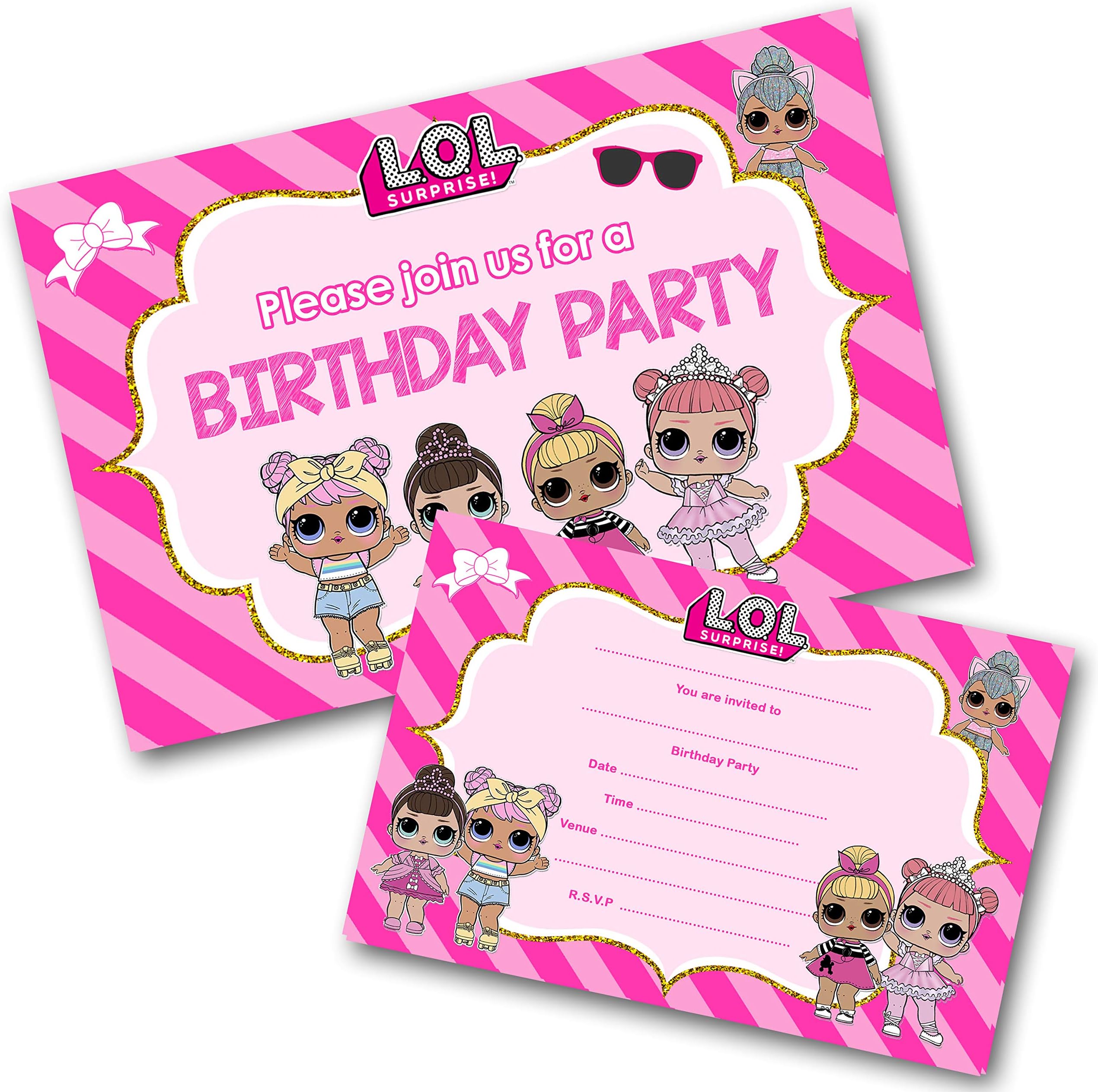Lol Doll Party Invitations Pack & Envelopes (WRITE ON) Click customize for prices