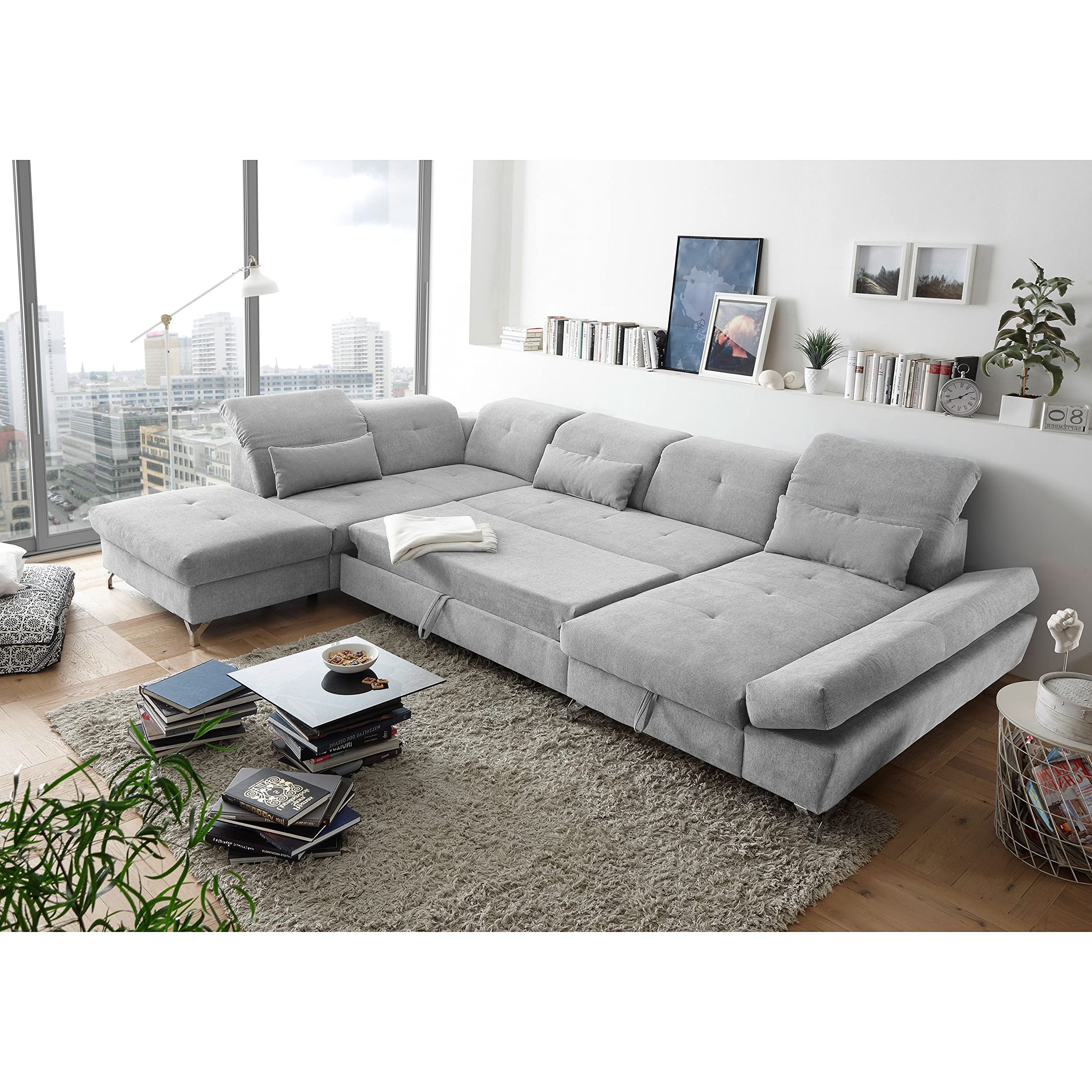 Stella Trading Melfi OTM.2F.RecBK Corner, Microvelour, Uran 01 silve, 350 x 73(96) x 245