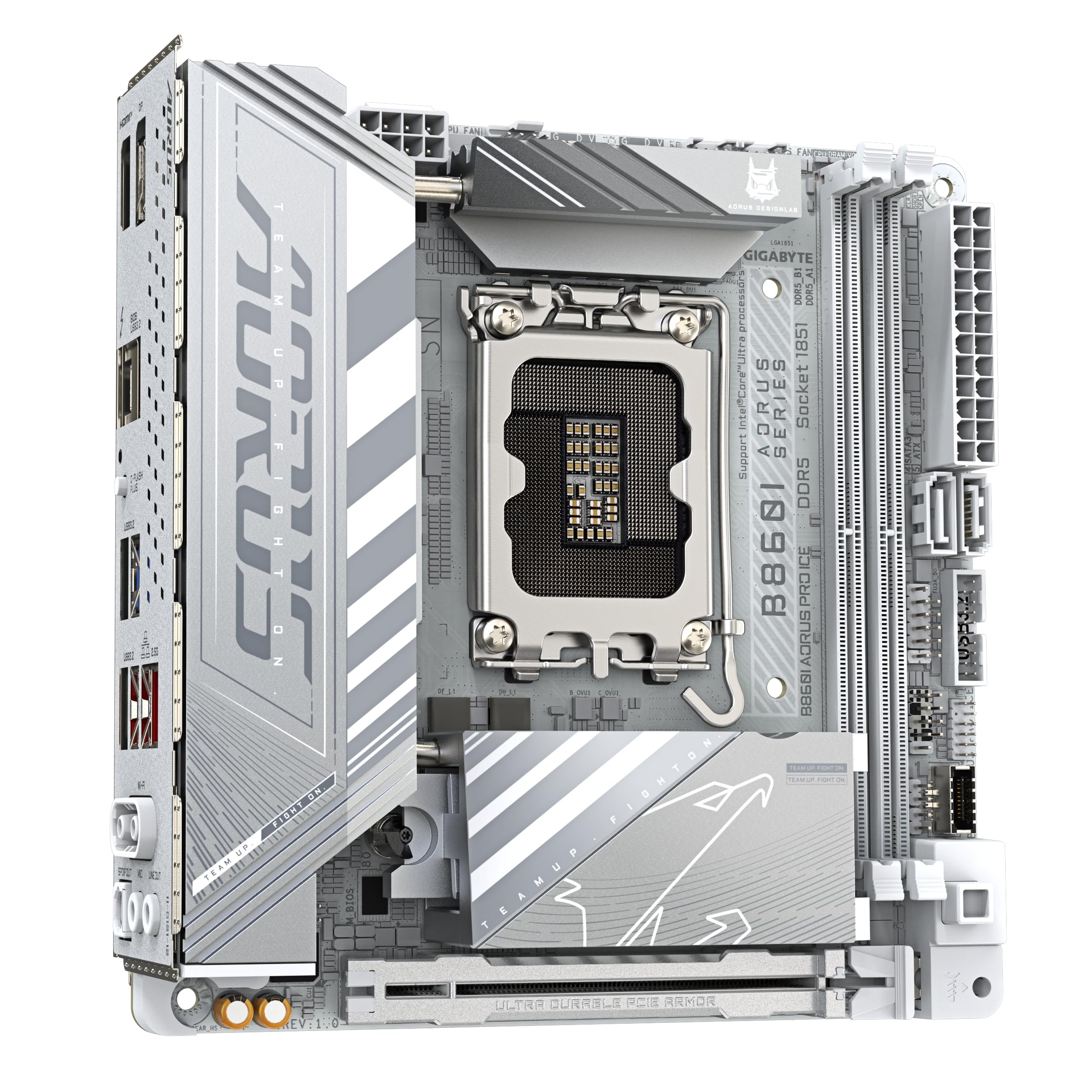 GIGABYTE Płyta główna B860I AORUS PRO ICE - Procesory z serii Intel Core Ultra, 8+1+2+1 fazy VRM, do 9200 MHz DDR5, 1 x PCIe 5.0 + 1 x PCIe 4.0 M.2, 2.5 GbE LAN, WIFI 7, Thunderbolt 4