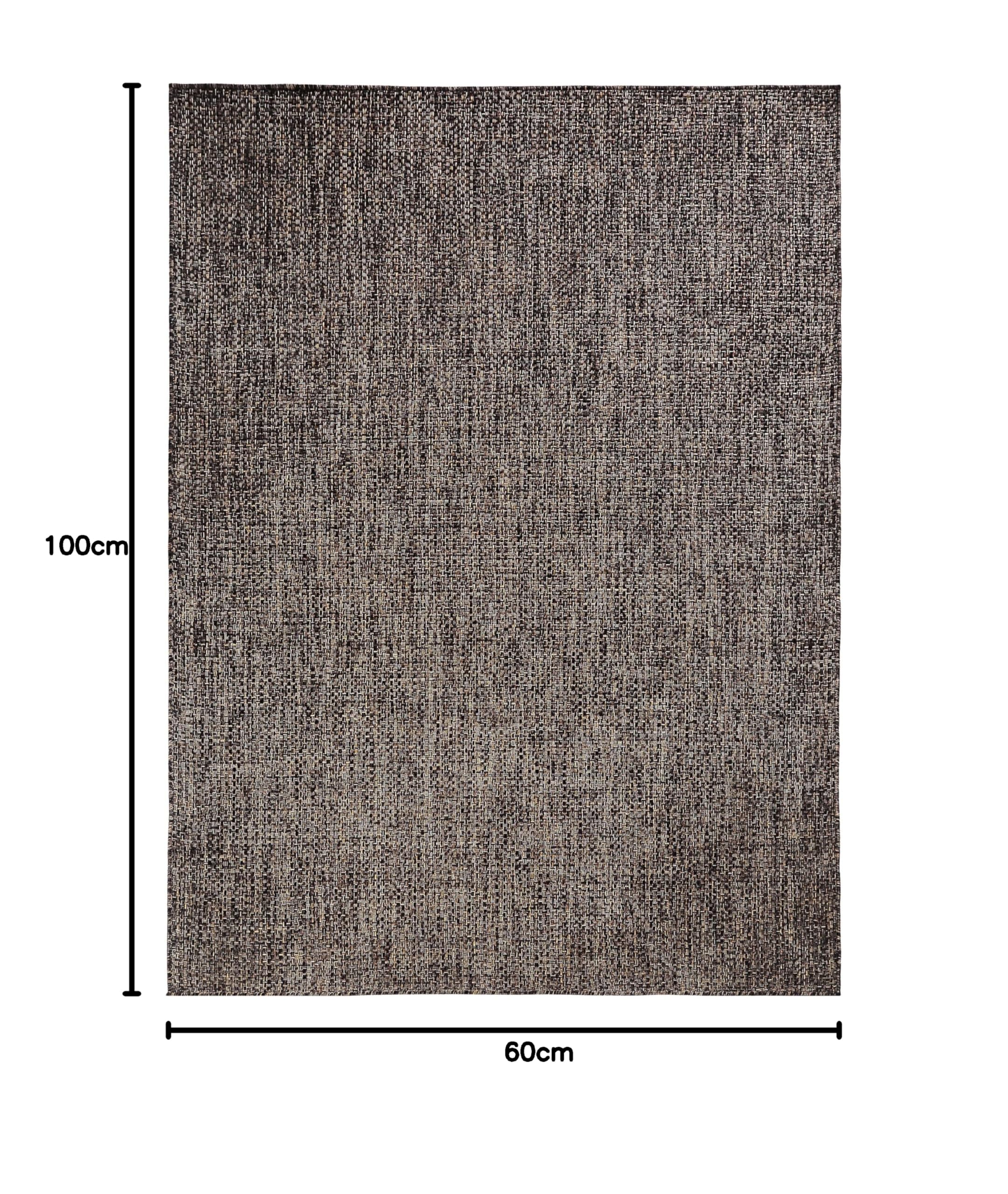 TAPISO Yucana Tappeto da Esterno a Tessitura Piatta Robusto Resistente ai Raggi UV Impermeabile Tappeto per Interni ed Esterni Balcone Terrazza Marrone Scuro Nero mélange 60 x 100 cm