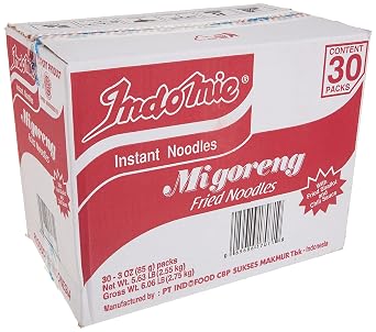 Indomie Mi Goreng Instant Stir Fry Noodles, Halal Certified, Original Flavor (Pack of 30)