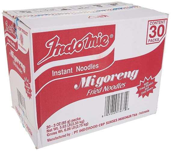 Indomie Mi Goreng Instant Stir Fry Noodles, Halal Certified, Original Flavor (Pack of 30)