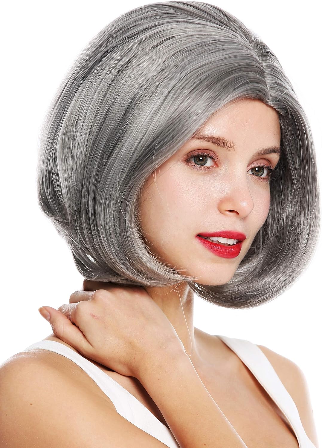 WIG ME UP, 1962-10A/88A women's quality wig short bob sleek wavy tips parting grey highlights mottled, Pastel gray (10A/88A) - Image 3