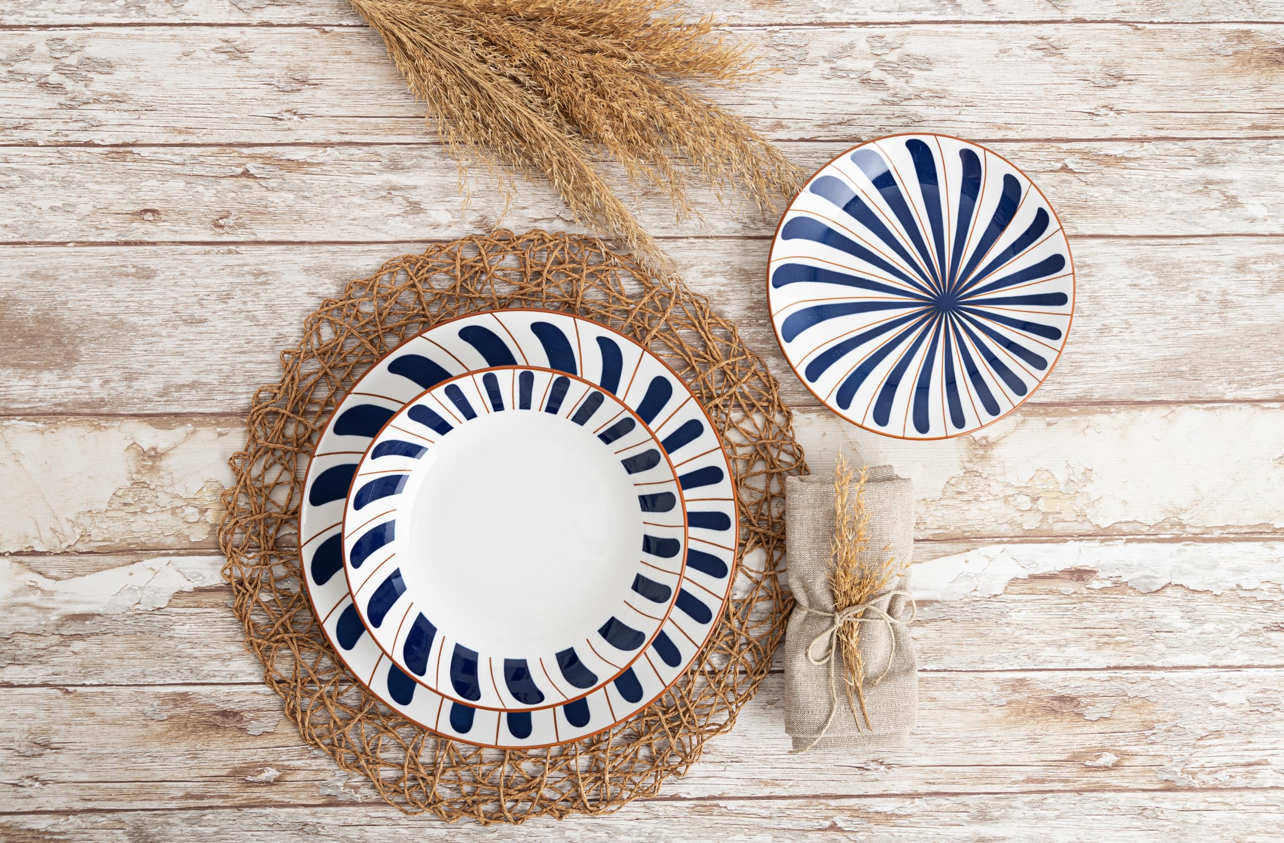 Bidasoa Oceanika Vajilla Porcelana 18 Piezas - 6 Personas Porcelana Apto Microondas Apilable