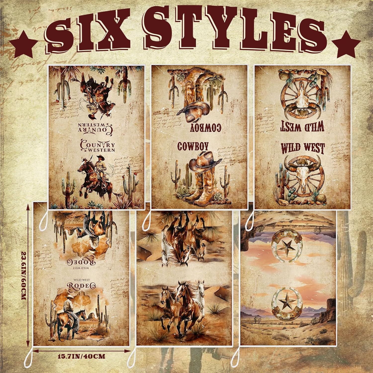 Sunnyray 6 Pcs Kitchen Towels Dish Cloths Nature Modern Absorbent Hand Tea Wash Cloth with Hanging Loop for Bathroom Home Farmhouse Kitchen Gifts(Vintage,Horse) - Image 3