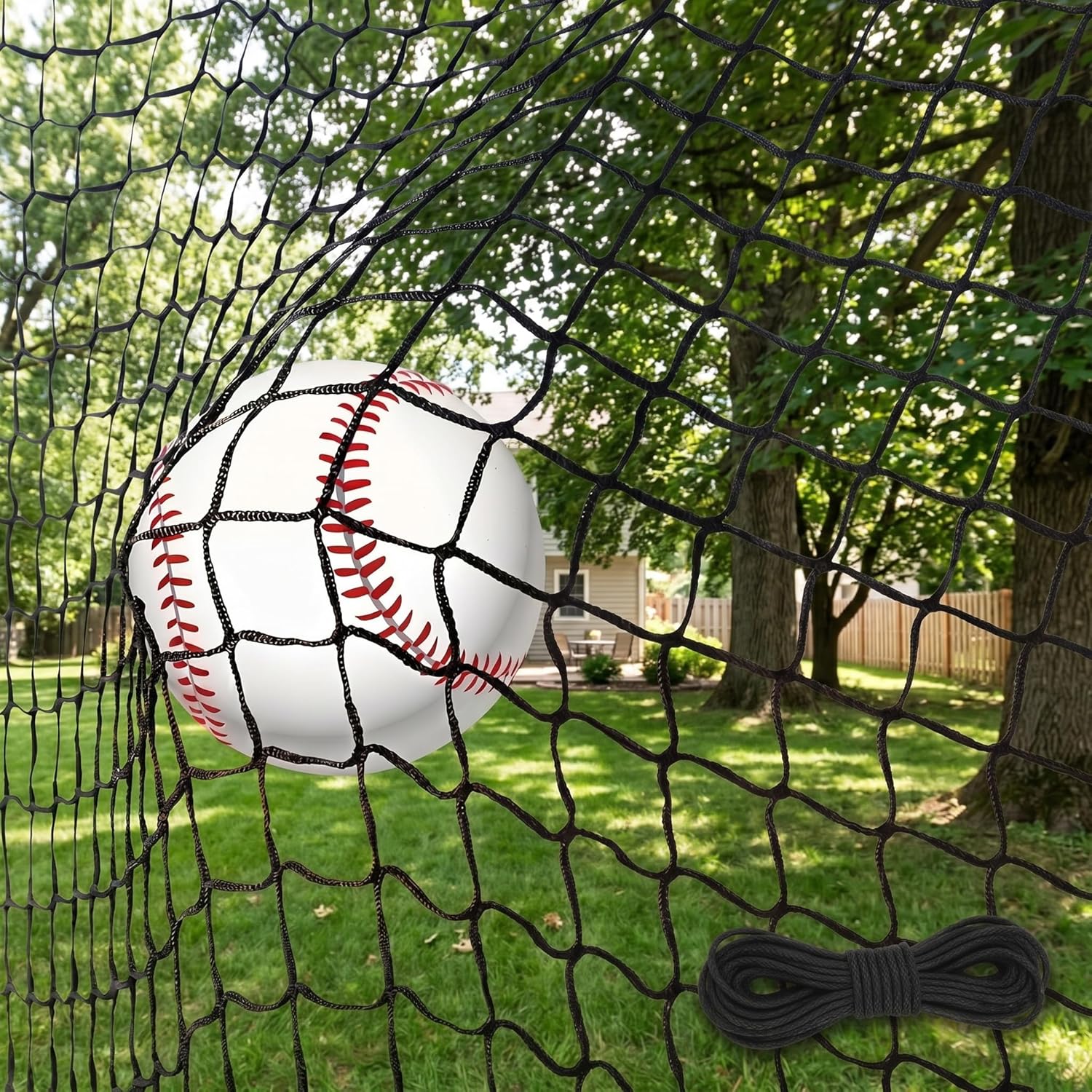 Baseball Softball Backstop Nets,Sports Net with 33ft Rope or Steel Hanging Kit, Nylon Nets Also for Basketball Soccer Lacrosse Hockey.