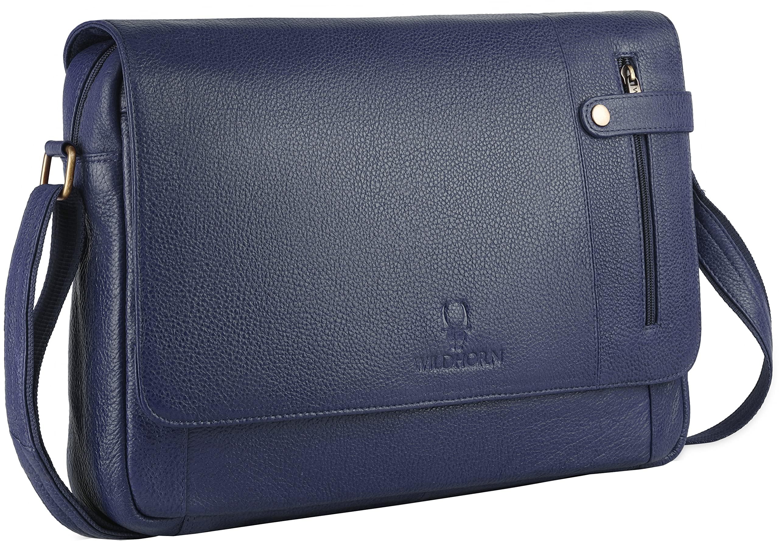 WildHorn Genuine Leather Laptop Messenger Bag for Men | Stylish Office Bag with a Padded Laptop Compartment & Adjustable Strap | Designed to Fit Laptops up to 14 Inches | Backed by a 1-Year Warranty