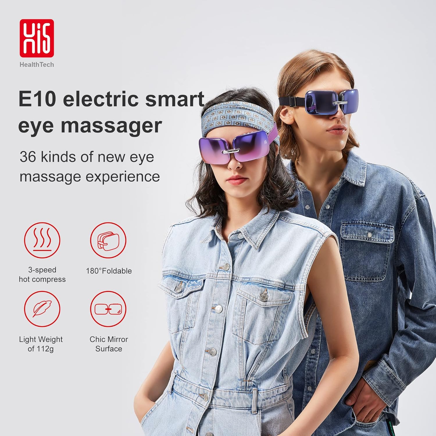 Master Massage E10 Eye Massager Heat & Vibration Relieves Migraines,Dark Circles, Puffiness. Ultra Lightweight, Chic & Stylish, Improve Eye Circulation, Dry Eye, Heated for Eye Relax - Purple+ Blue