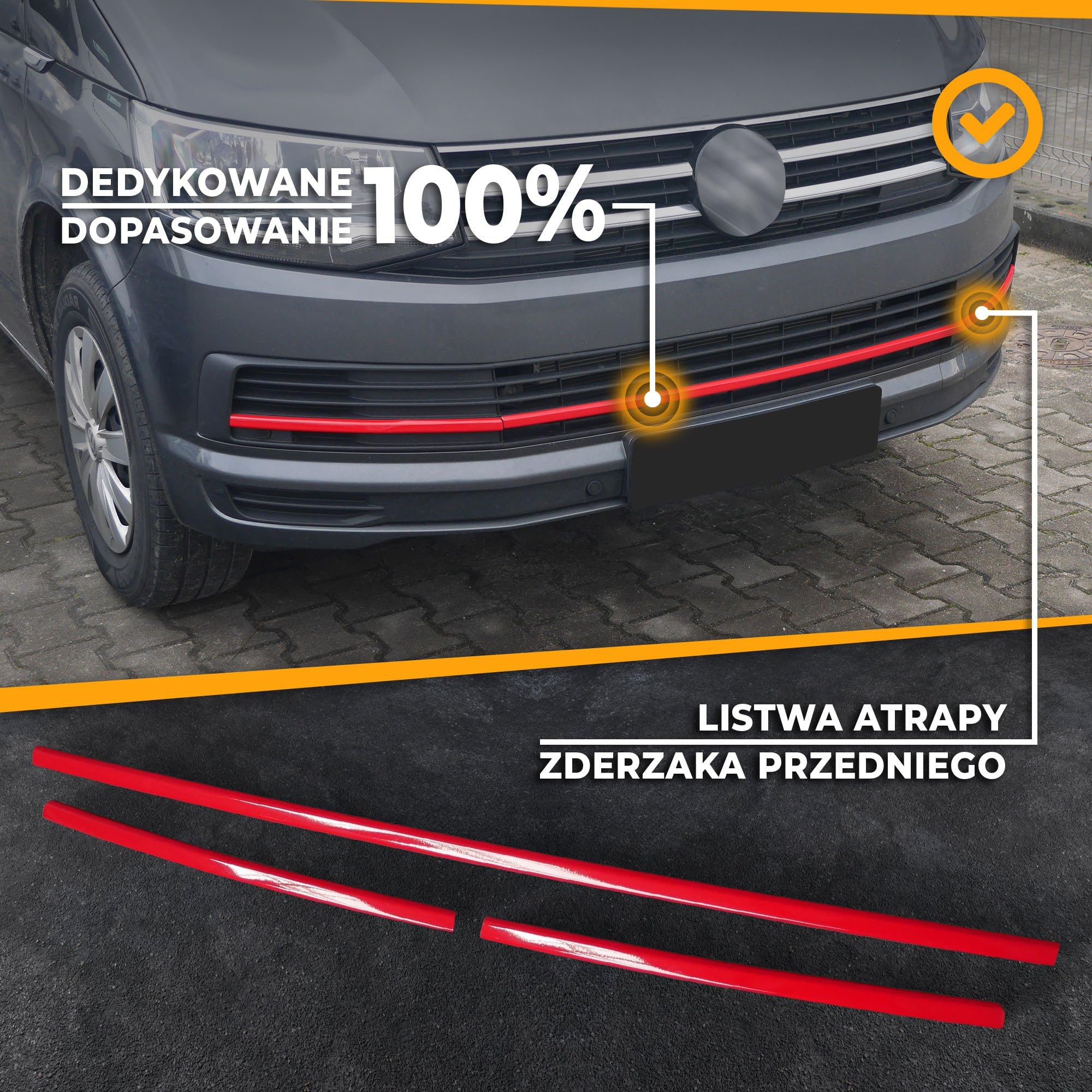 CHROMEMASTER | Kompatybilna z VW T6 Caravelle 2015-2019 | Listwa Atrapy Zderzaka Przedniego; Stal Nierdzewna Malowana Proszkowo | Idealne Dopasowanie; Nowy, Atrakcyjny Wygląd Samochodu