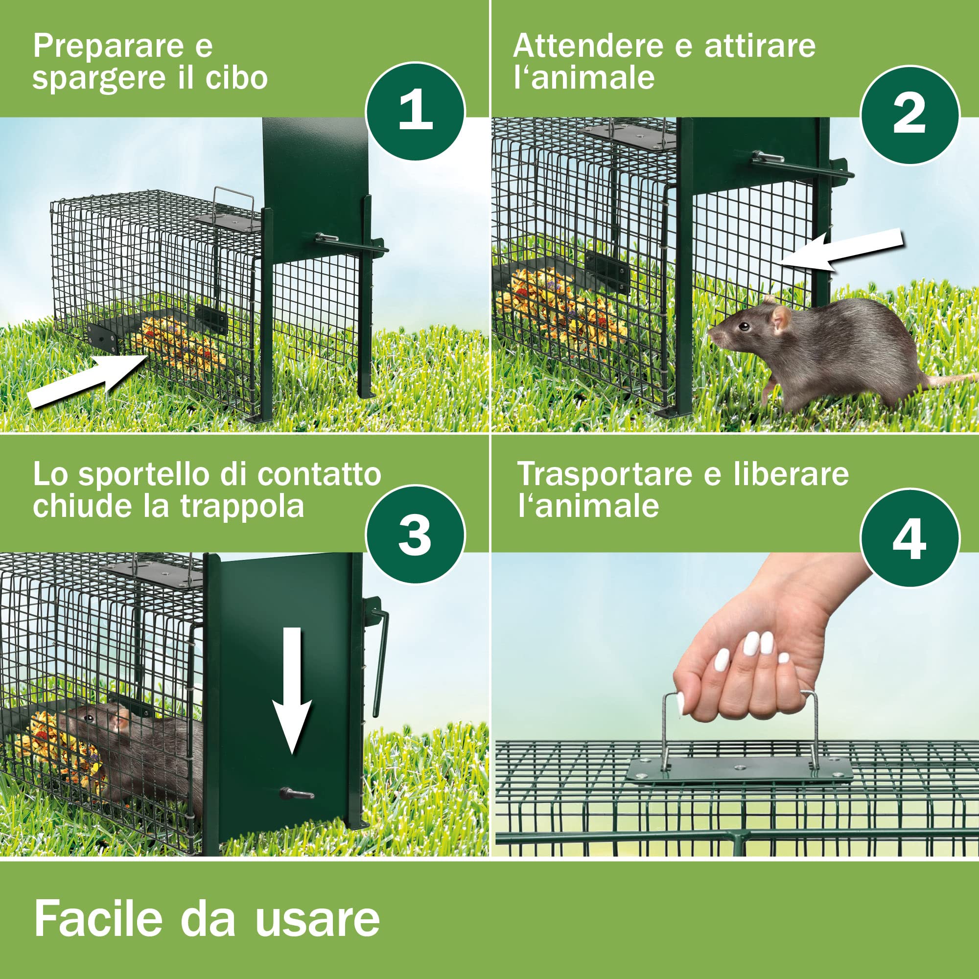 Moorland Trappola stabile e robusta animali vivi 60x23x23cm efficace Safe 5001