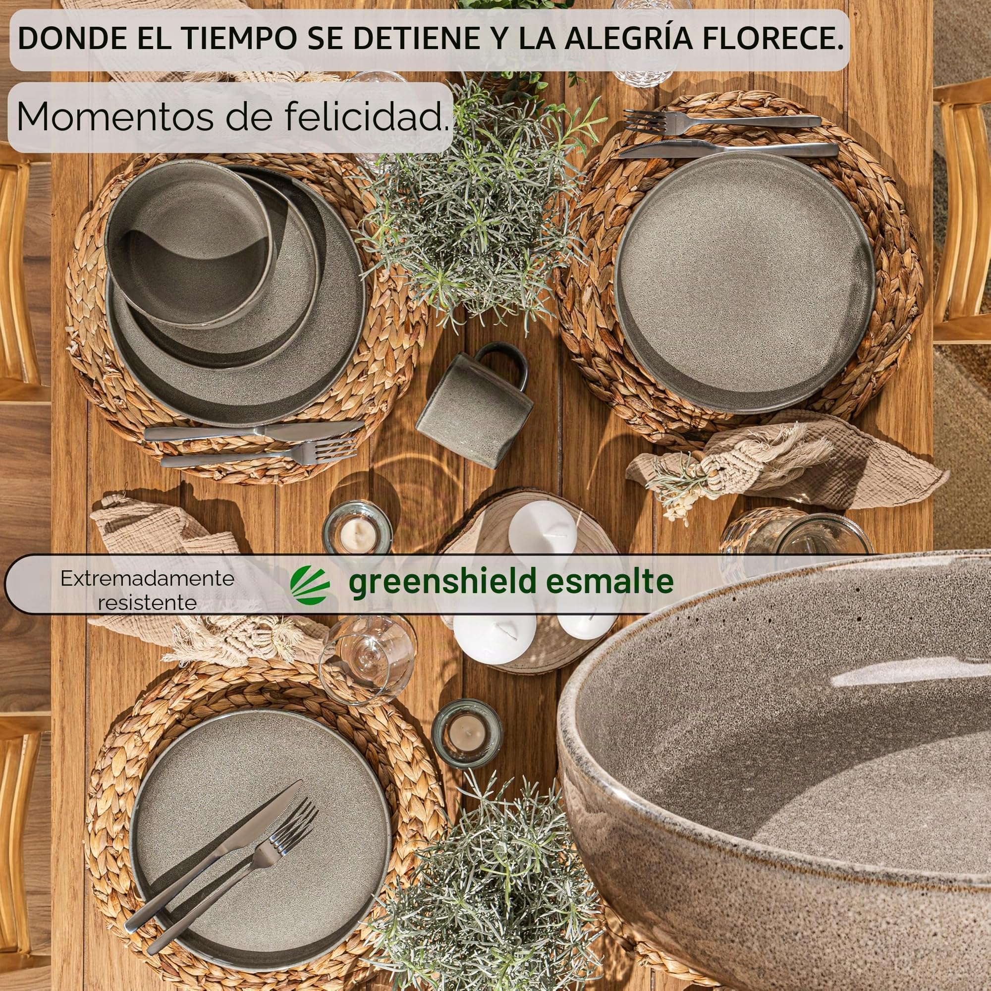 Sänger Kairo Clay - Cuencos para pasta (6 piezas, 6 cuencos de gres, apto para lavavajillas, microondas, resistente a los arañazos, cuenco grande, multifunción, 800 ml), color gris | Juego de cuencos aptos para lavavajillas y microondas, antiarañazos, cue