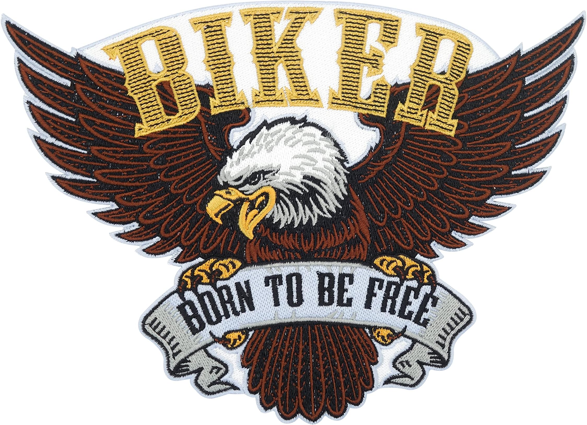Large Born to be Free Biker Eagle Iron-On Patch | Motorcycle cowls Patch, America USA Iron on Patches, Vest Embroidery Patch, Motorcycle ironable Patch, Leather Vests Badges Finally Home