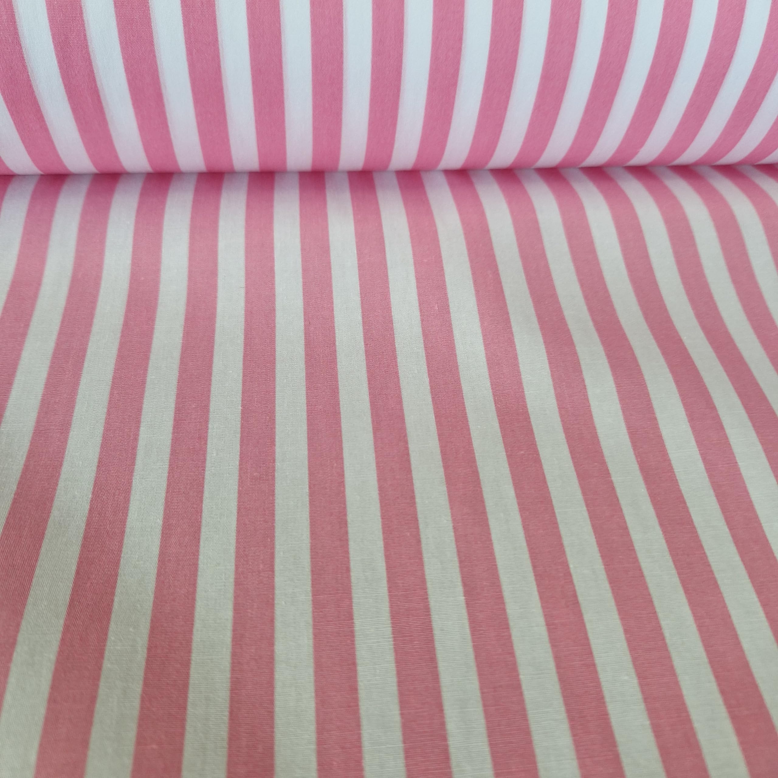 Glamour Secrets Pink White Cotton Poplin Fabric - Pink & White Stripe - Craft Fabric Material (Cp0080pink)
