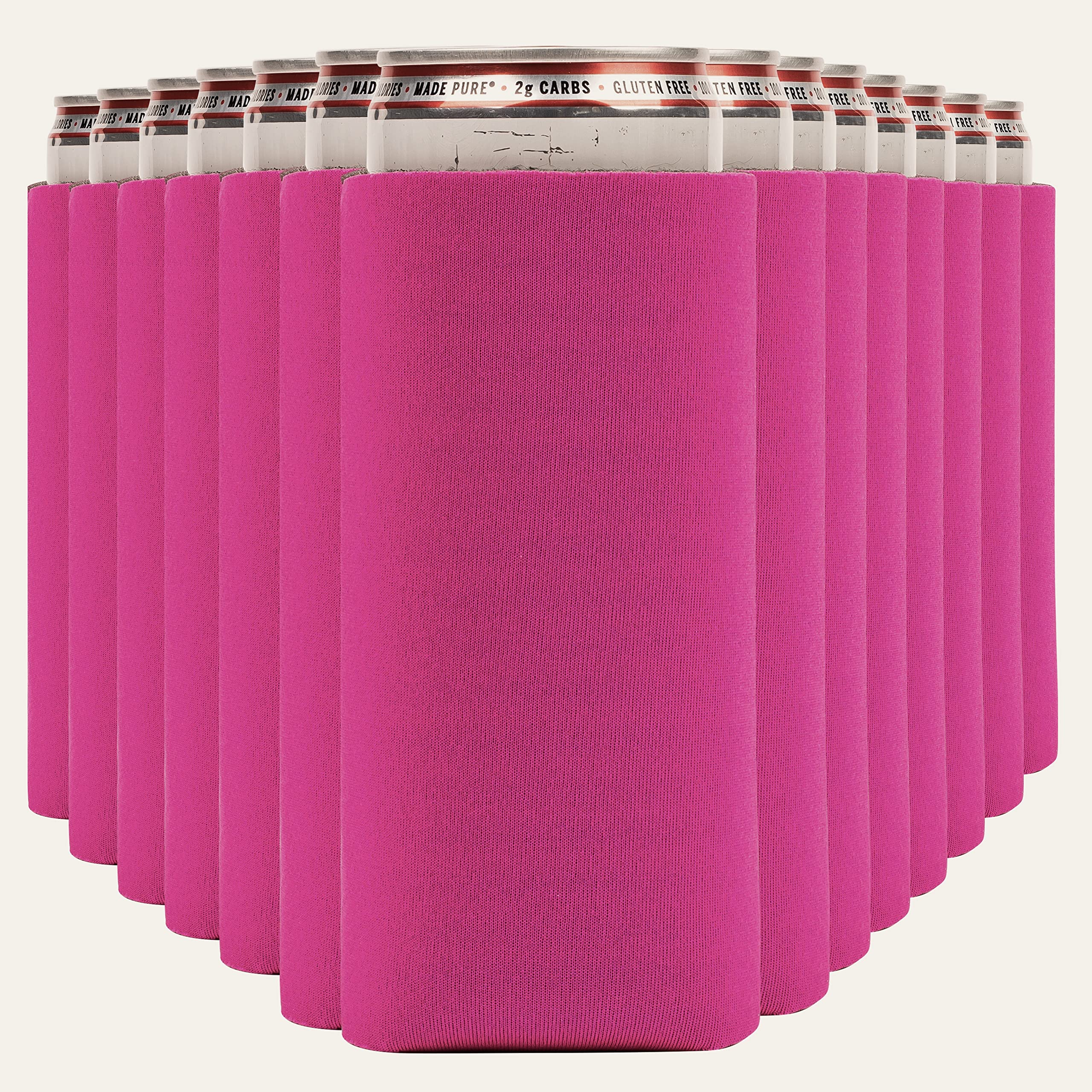 Slim Can Cooler Sleeves (14-Pack) Soft Slim Can Koolie for White Claw Seltzer & Slim Beer - HTV Blanks for Vinyl Projects - Skinny Can Koolies Bulk - Tall Can Coolies for Slim Cans (Raspberry)