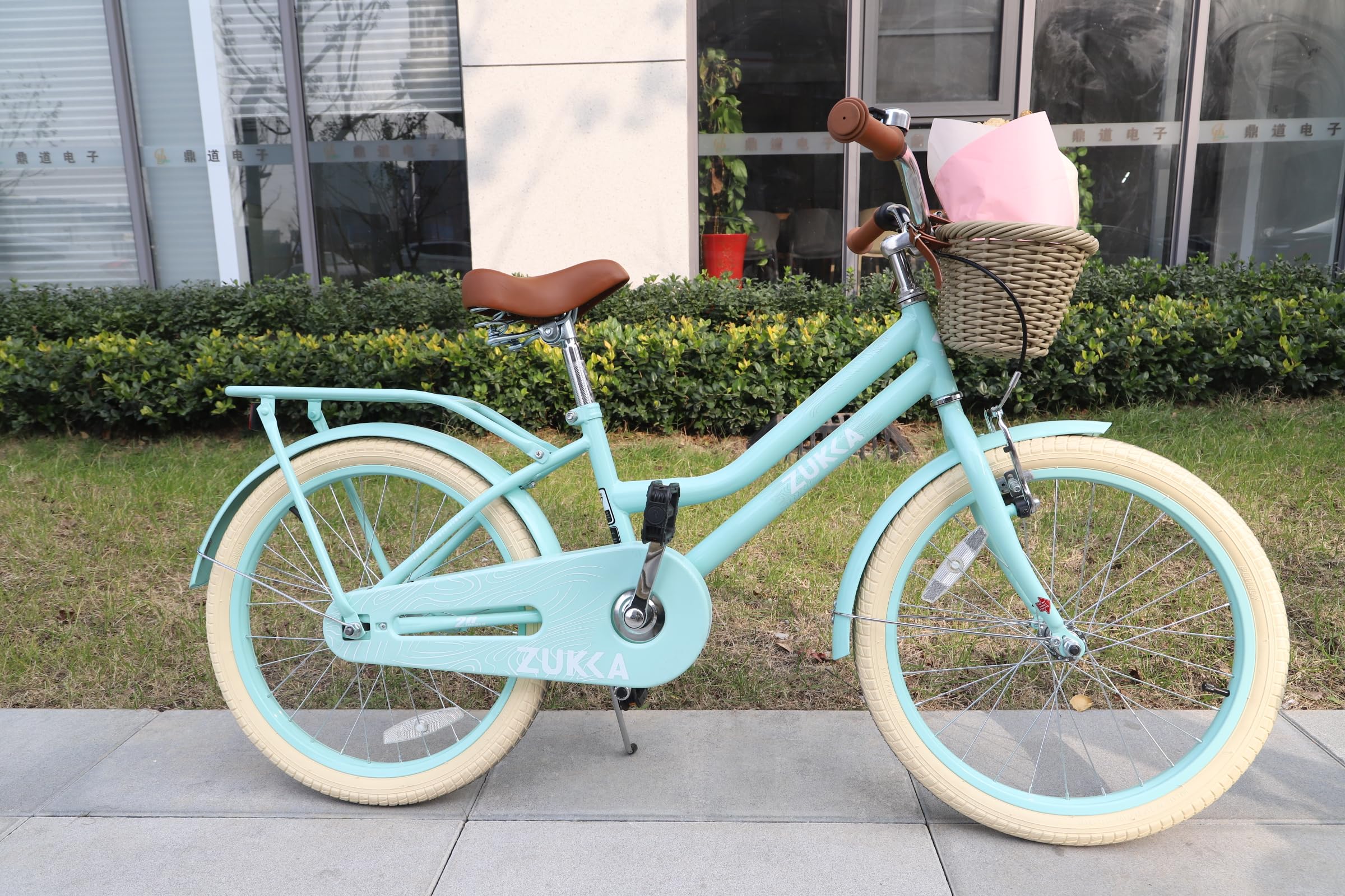 WEEROCK Girls Bike 20/24 Inch Kid Bicycle for 7 + Years Old, 20" 24" Bikes with Front Basket and Rear Rack, V and Coaster Brake for Children, Student Multiple Colors