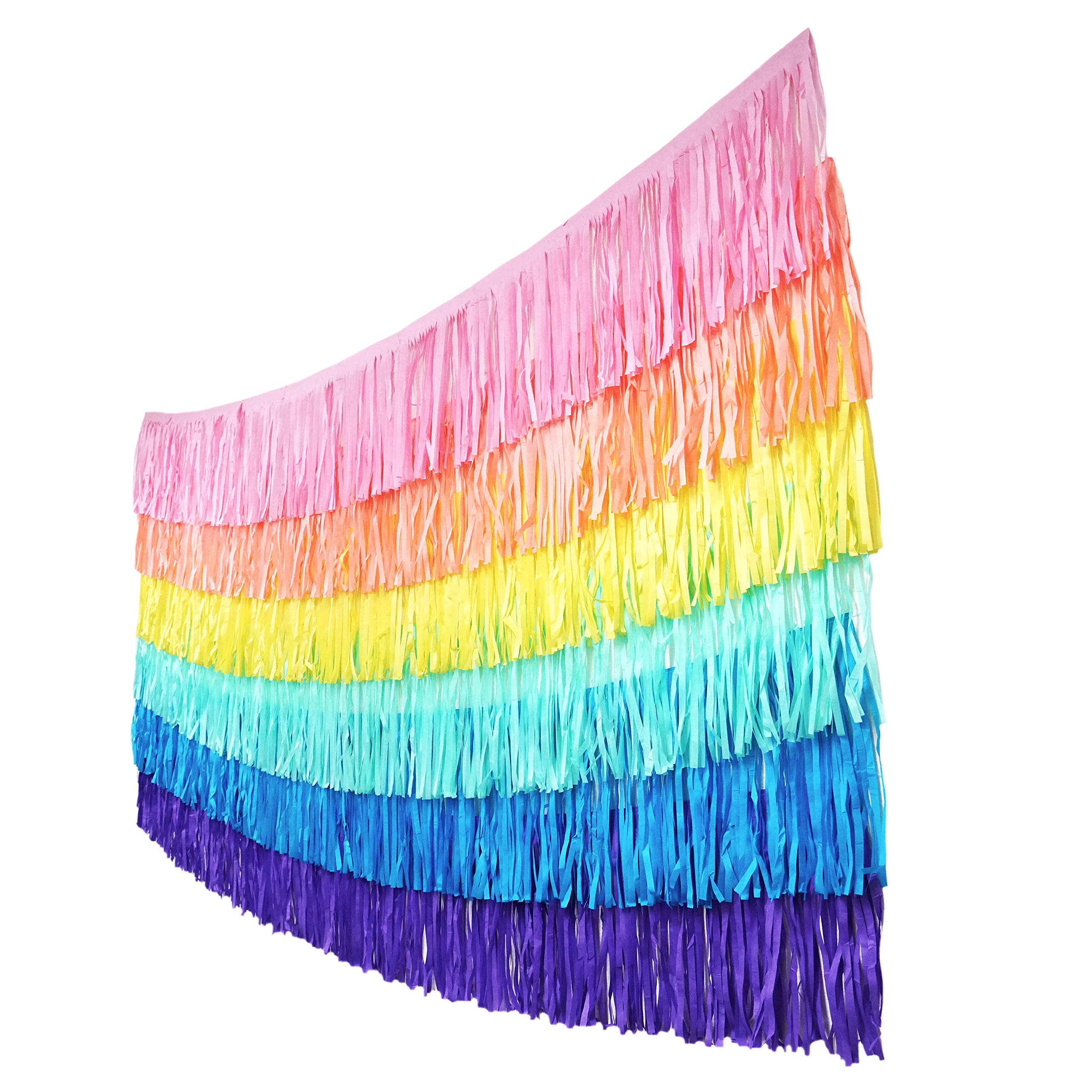 Tissue Paper Fringe Tassel Party Garland Backdrop for All Events & Occasions (6-Count, Pastel Mix)