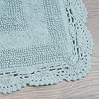 Vista 3 de Laura Ashley Alfombra de baño de algodón de ganchillo 17x24 in, Aqua