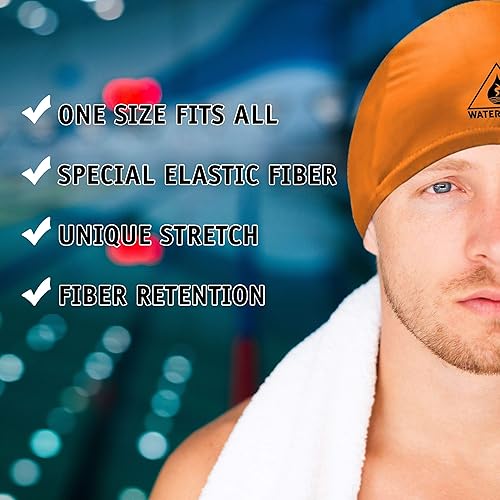 Vista 62 de Water Gear Synthetic Fiber Swim Cap - Comfortable and Durable Swimming Cap - Keeps Short or Long Hair Dry marino