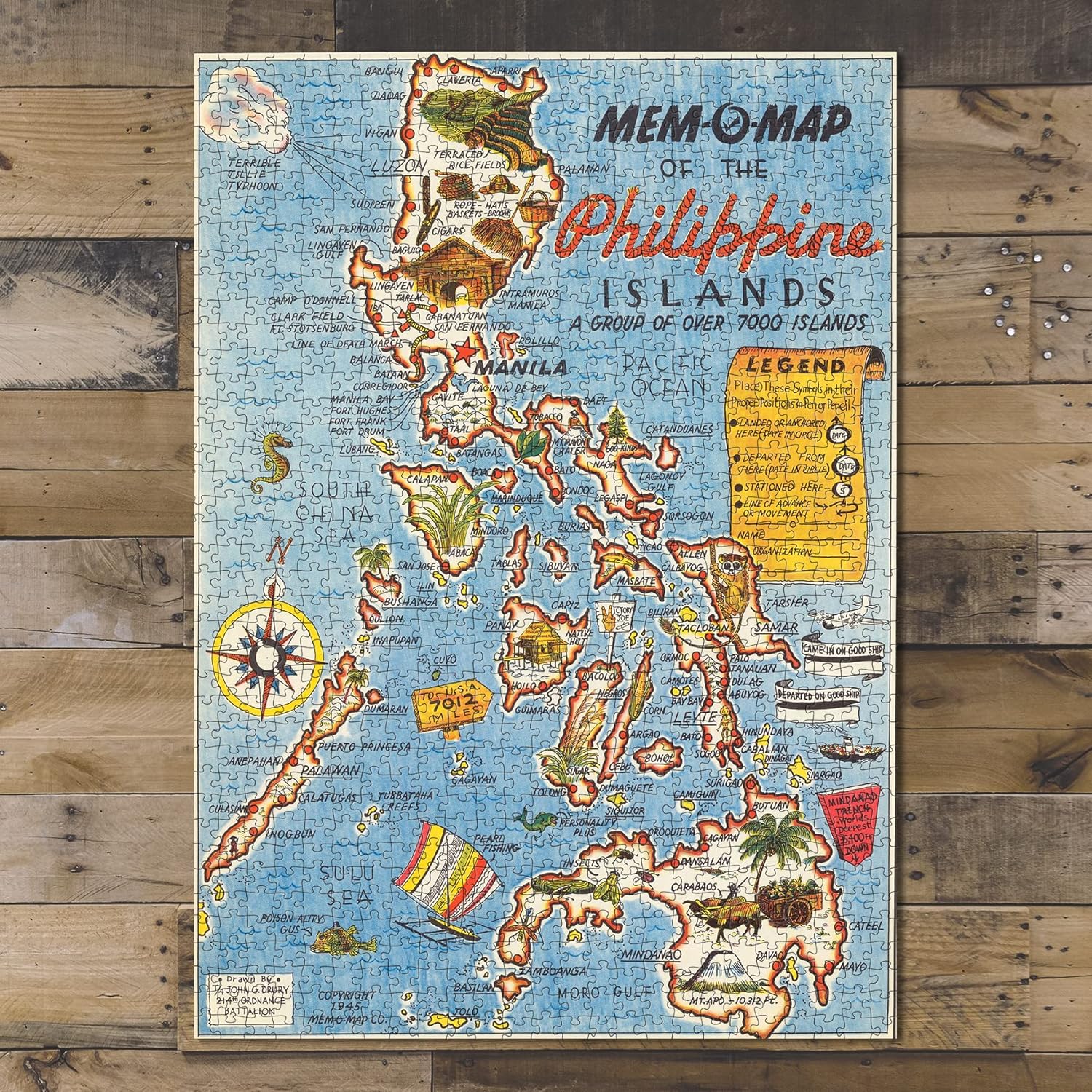 1945 Map of The Philippines | 1000 Piece Adult Jigsaw Puzzle - Jigsaw Games for Adults - Philippines Puzzle map 1000 Pieces
