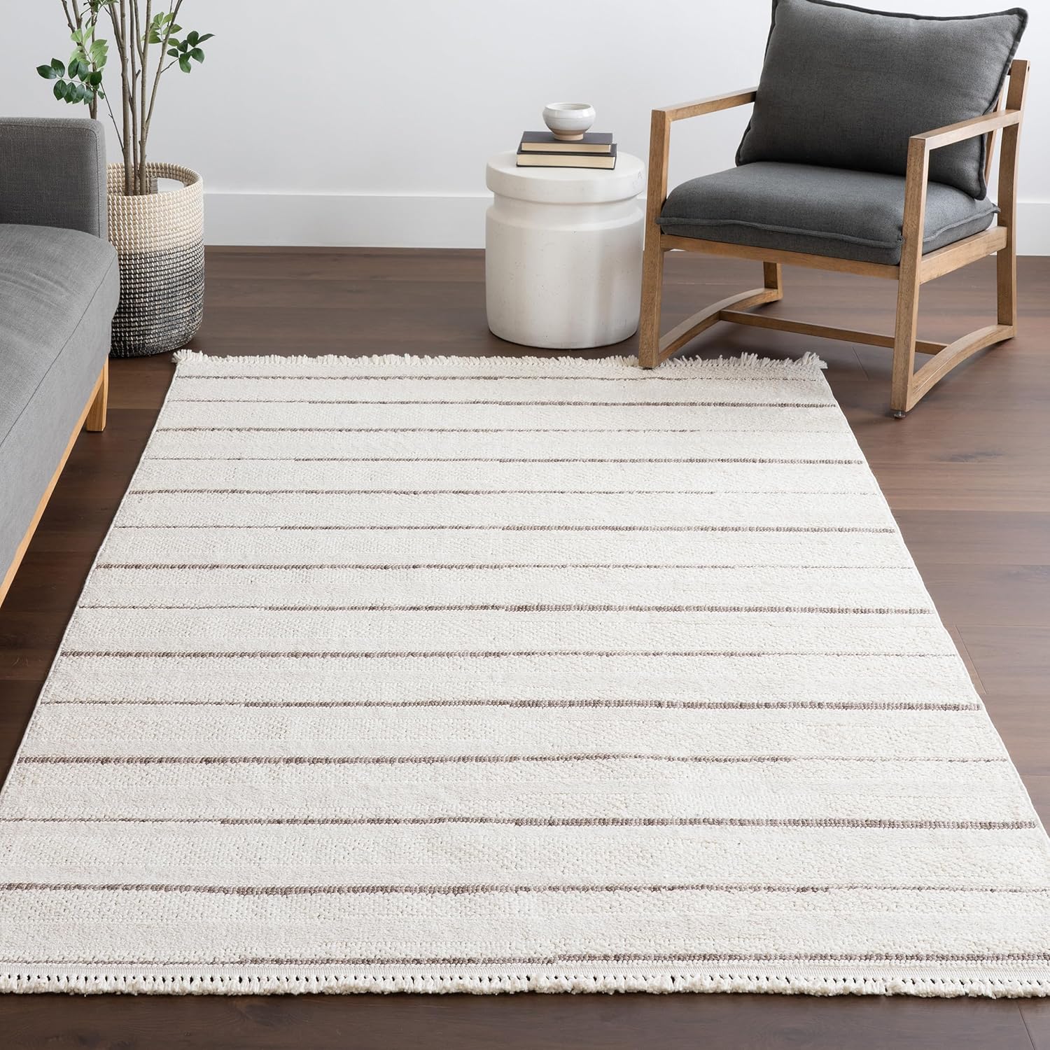 nuLOOM Aloe Striped 2x6 Runner Rug for Living Room Bedroom Dining Room Entryway Hallway, Beige/Cream